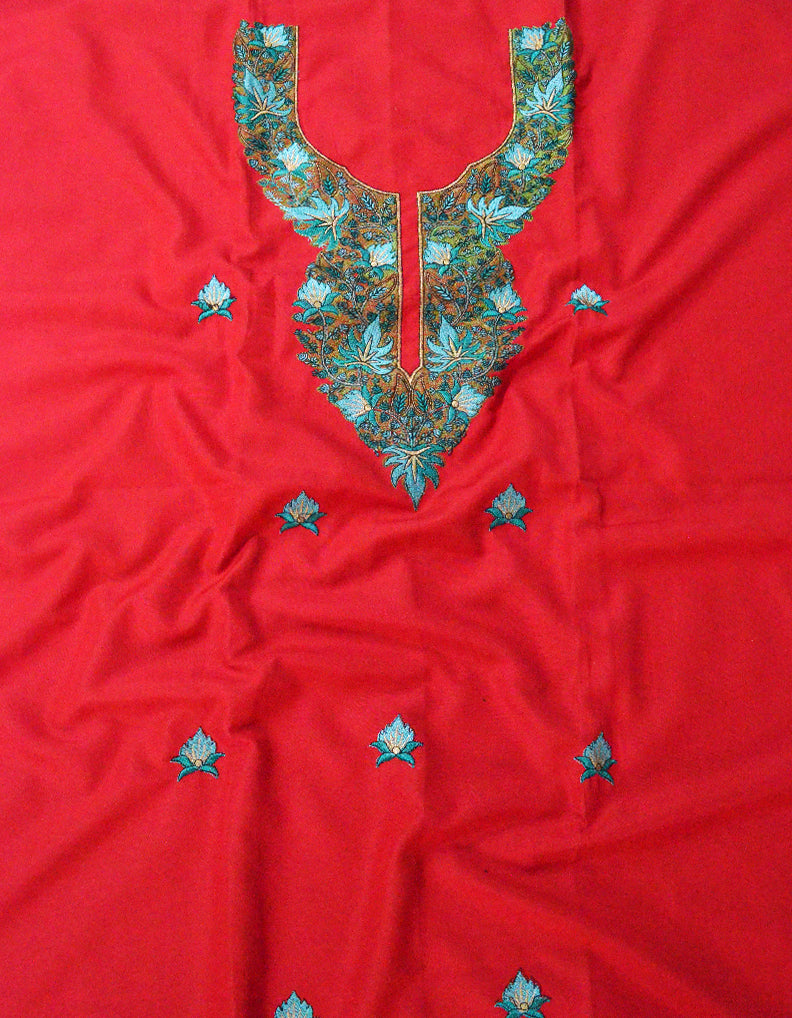 red unstitched machine sozni fabric HSMS002