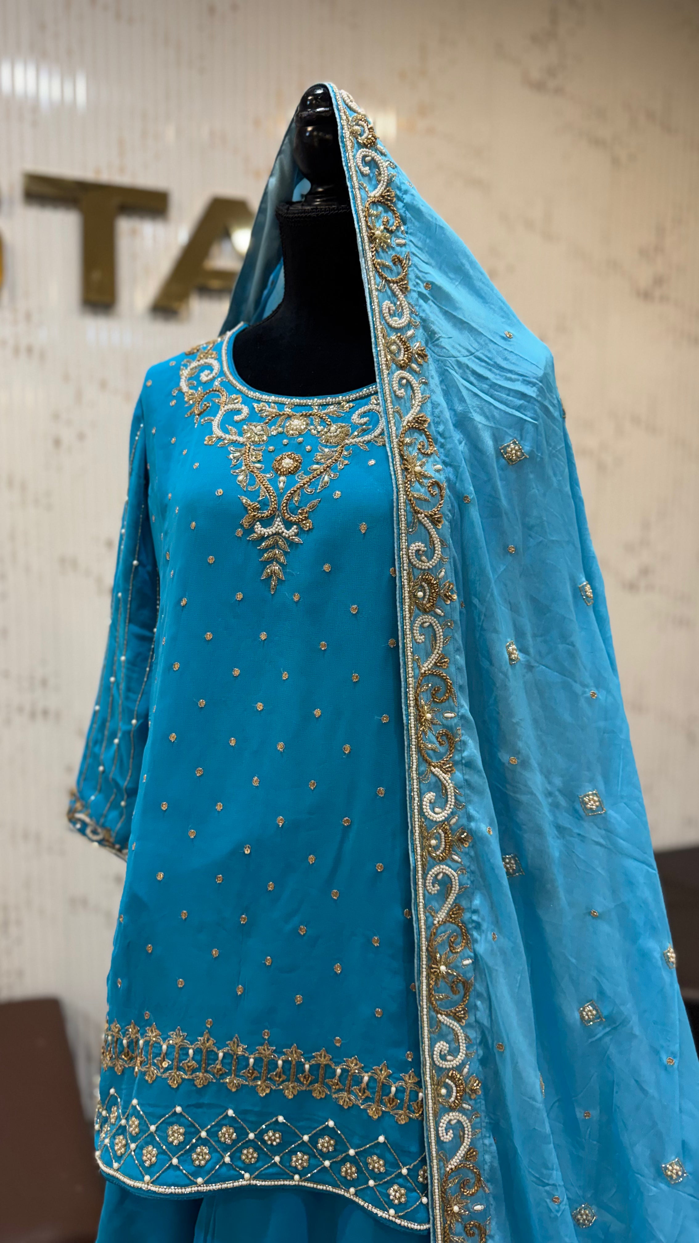 Azure Blue Gharara Set PBKS134