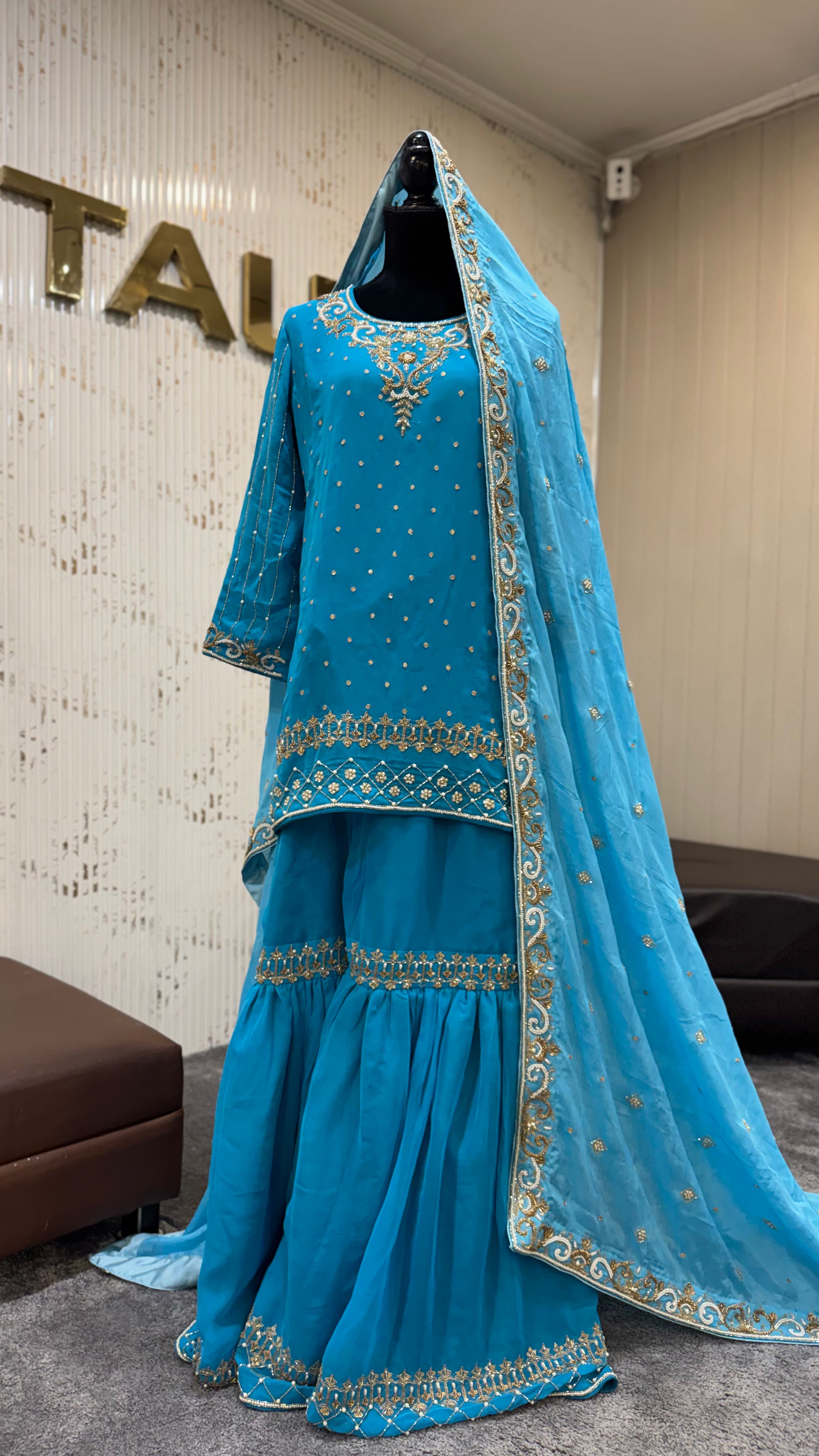 Azure Blue Gharara Set PBKS134