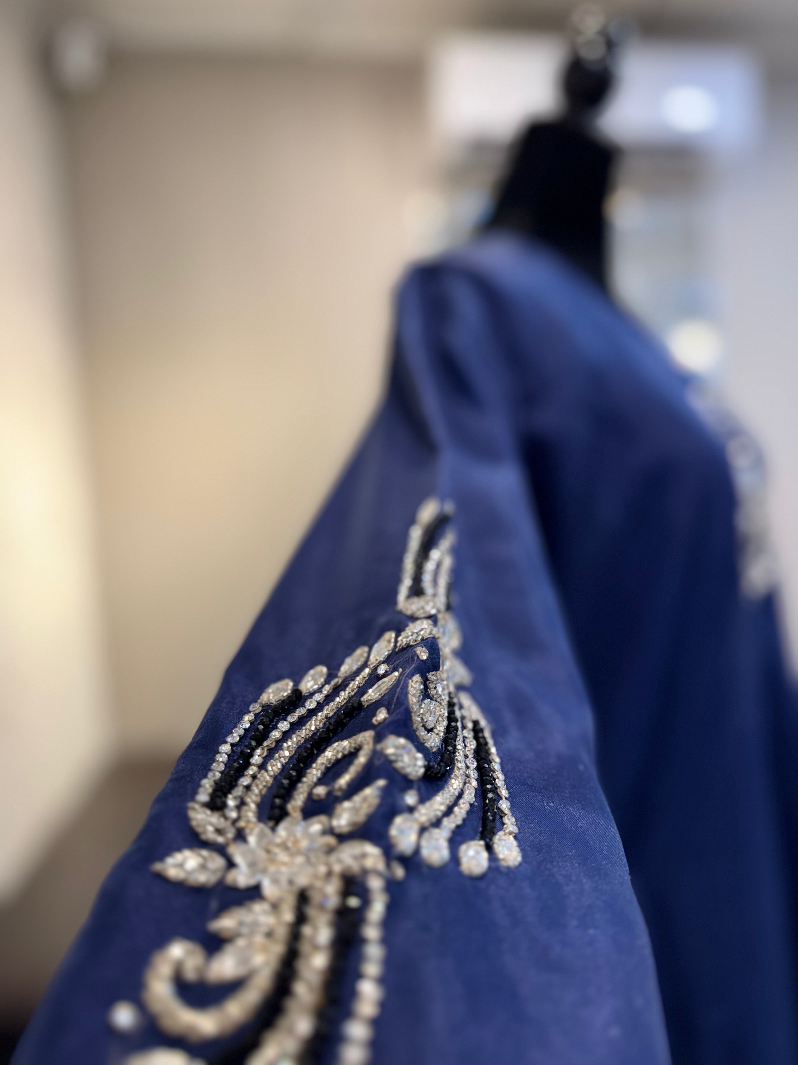 Midnight Blue Hand-Embroidered Organza 2PC   PBKS140