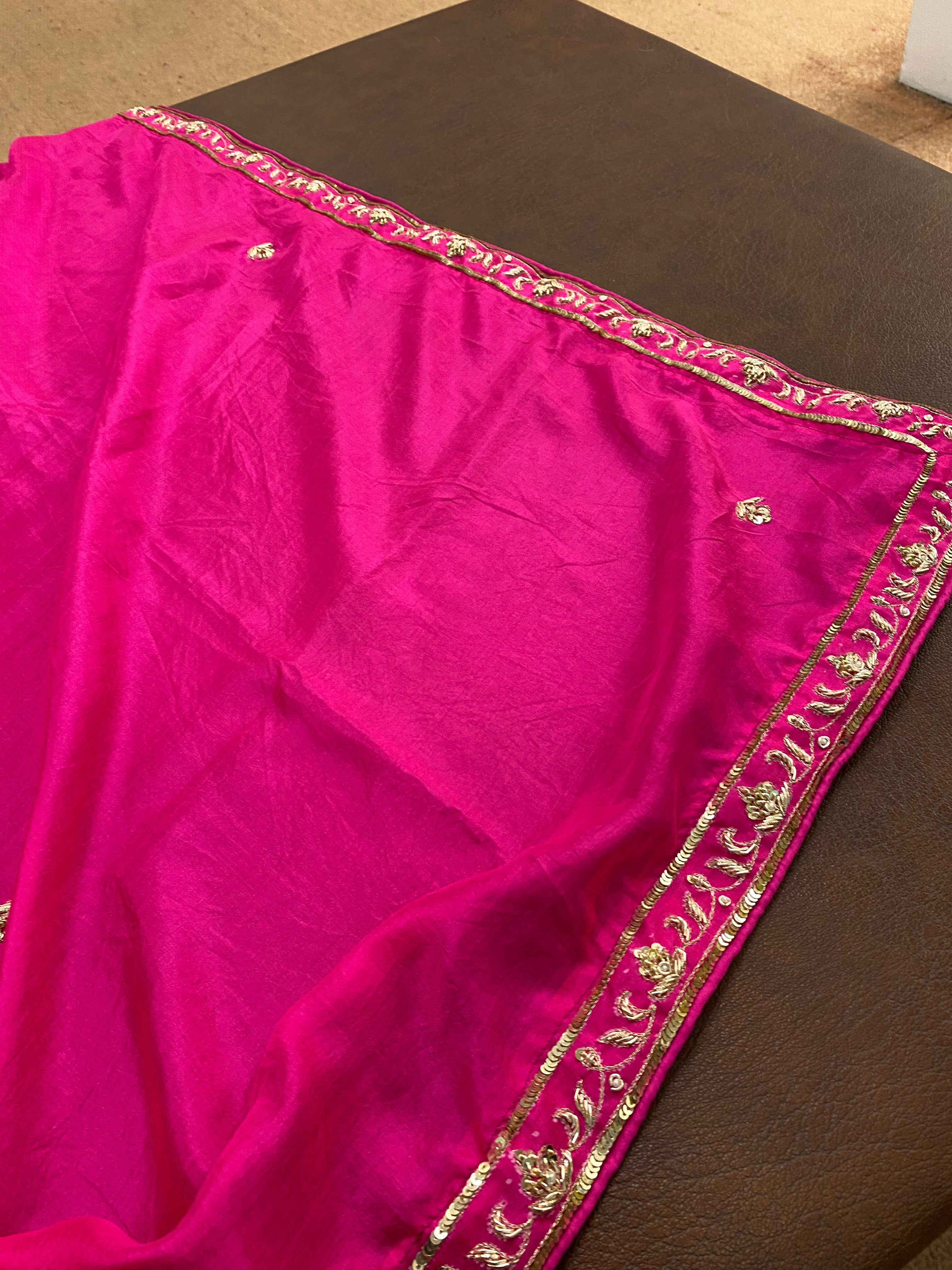 Pure silk hand embroidered multicoloured dress