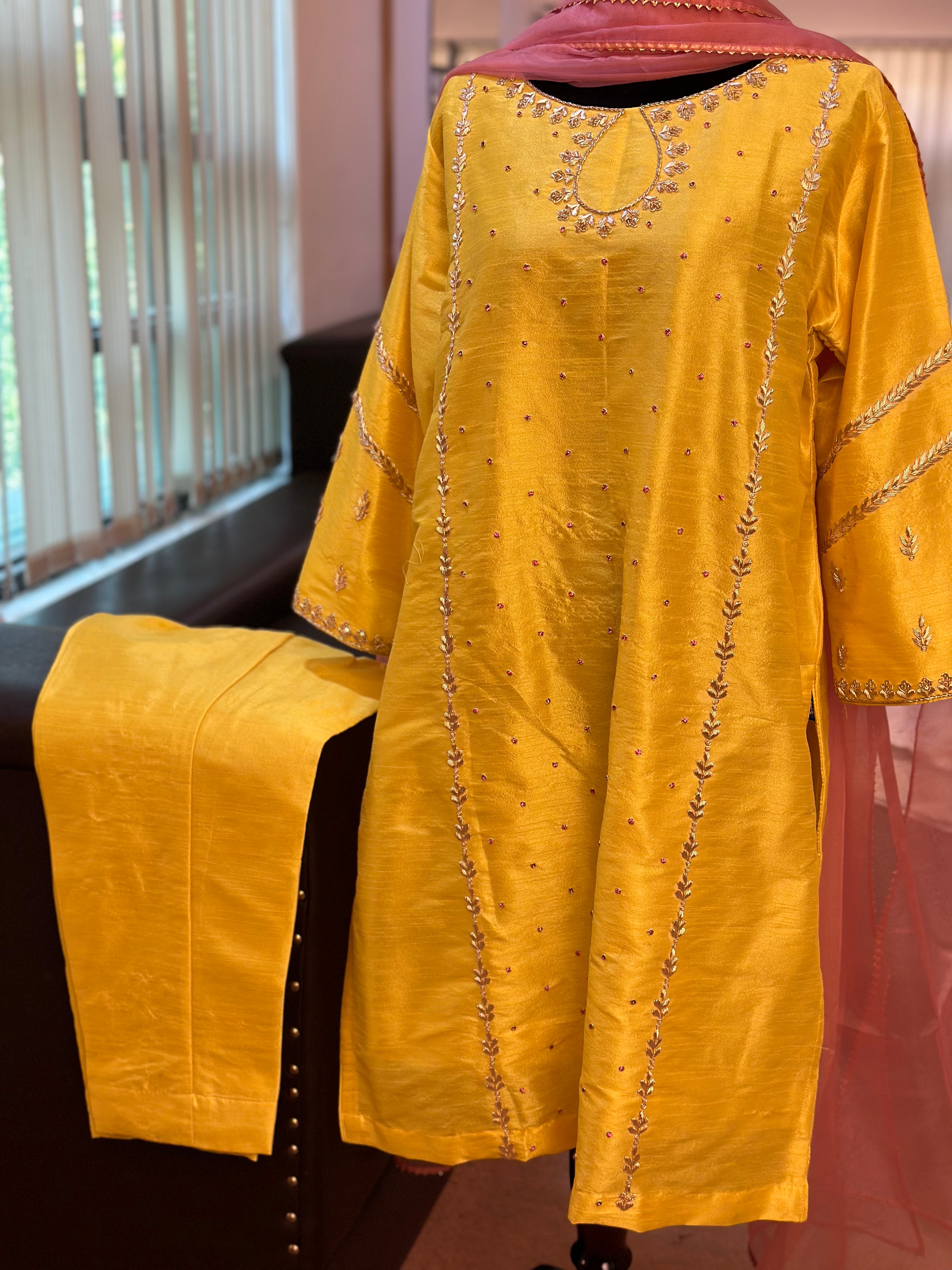 Hand embroidered dress 3pc stitched pbks617