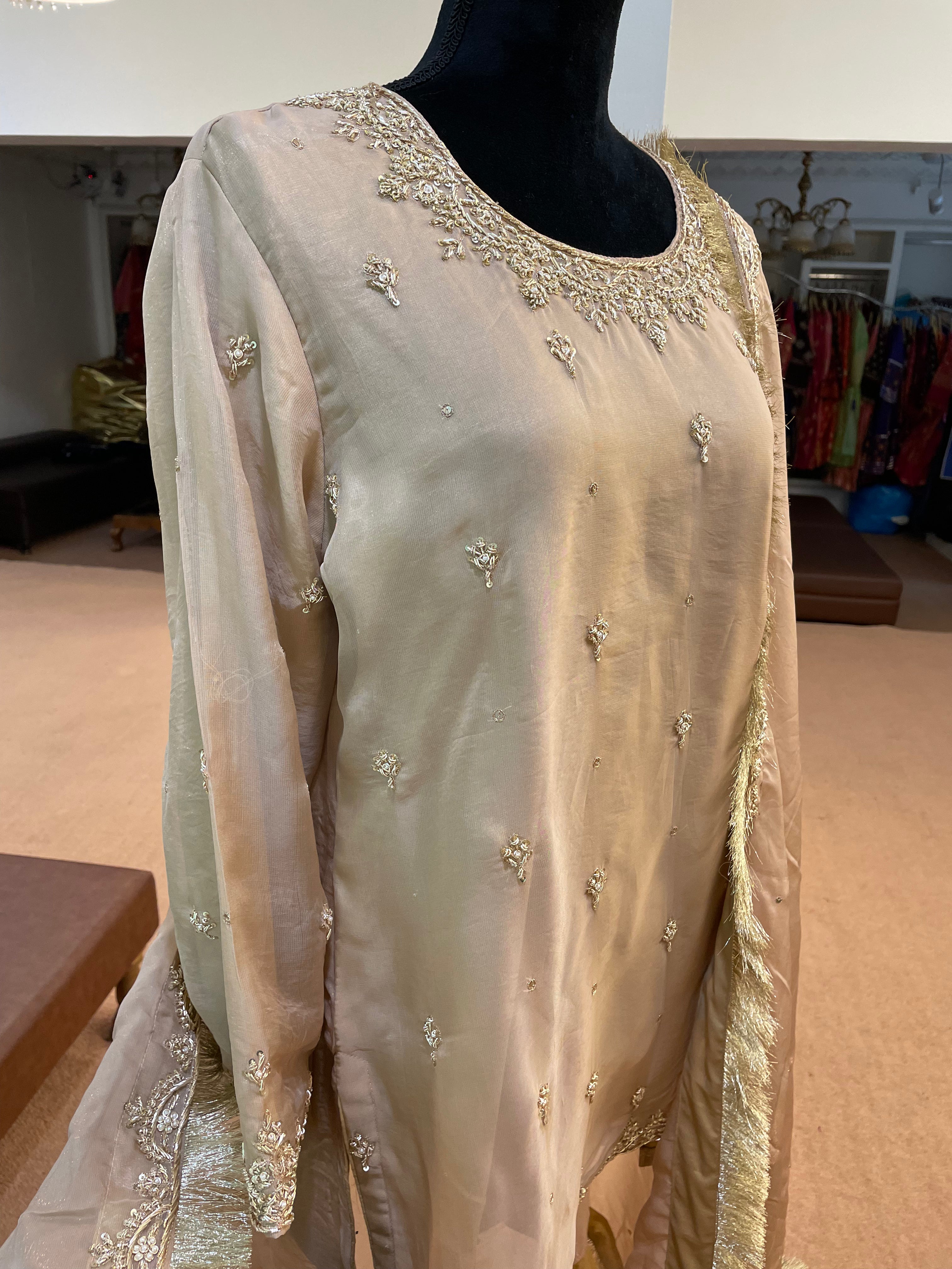 Hand embroidered gharara dress