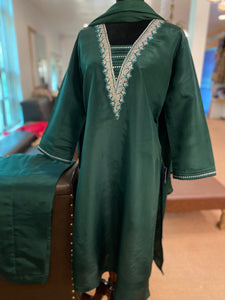 Hand tilla kurta set 3pc stitched Pbks418