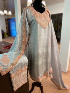 Pure silk tilla kurta set 3pc stitched