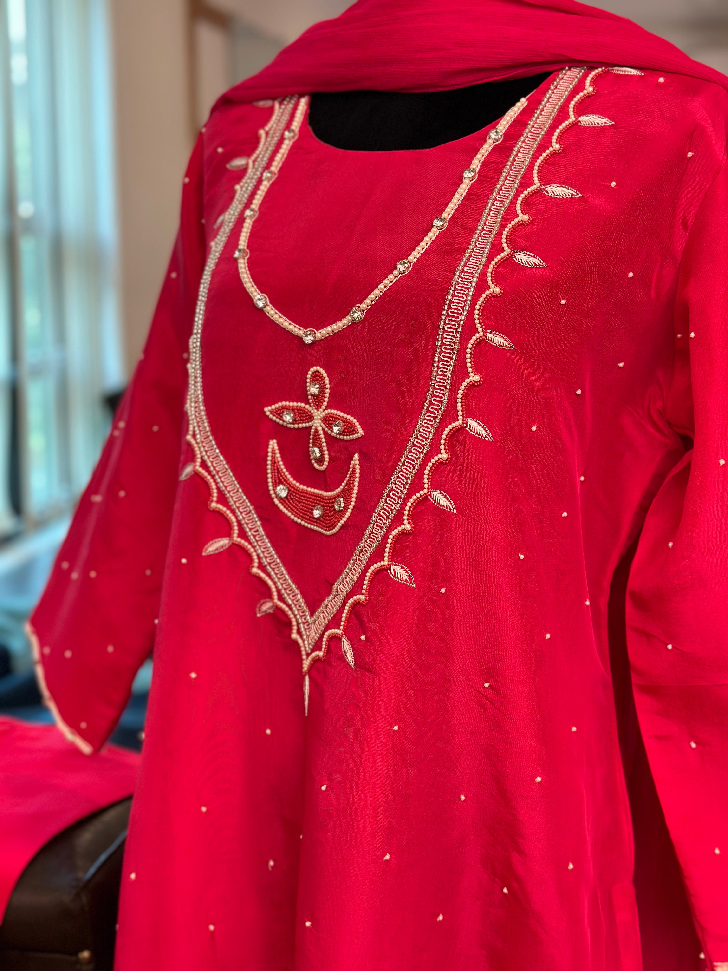 Hand embroidered suit 3pc stitched pbks412