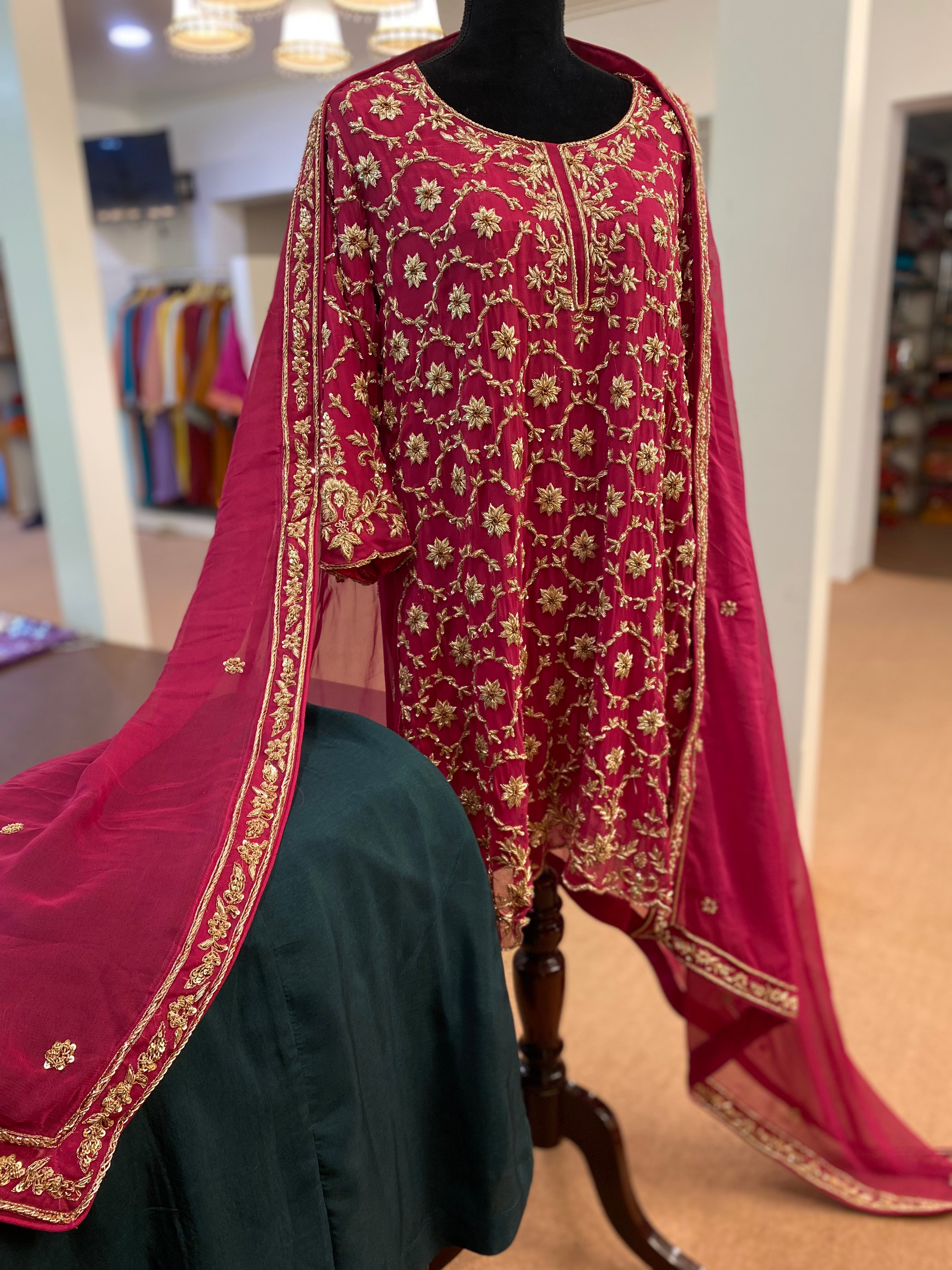 Hand embroidered kali sharara dress