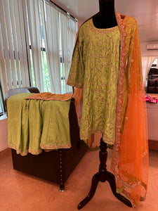 Handembroidered sharara dress