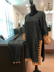 Pure silk tilla kurta set 3pc