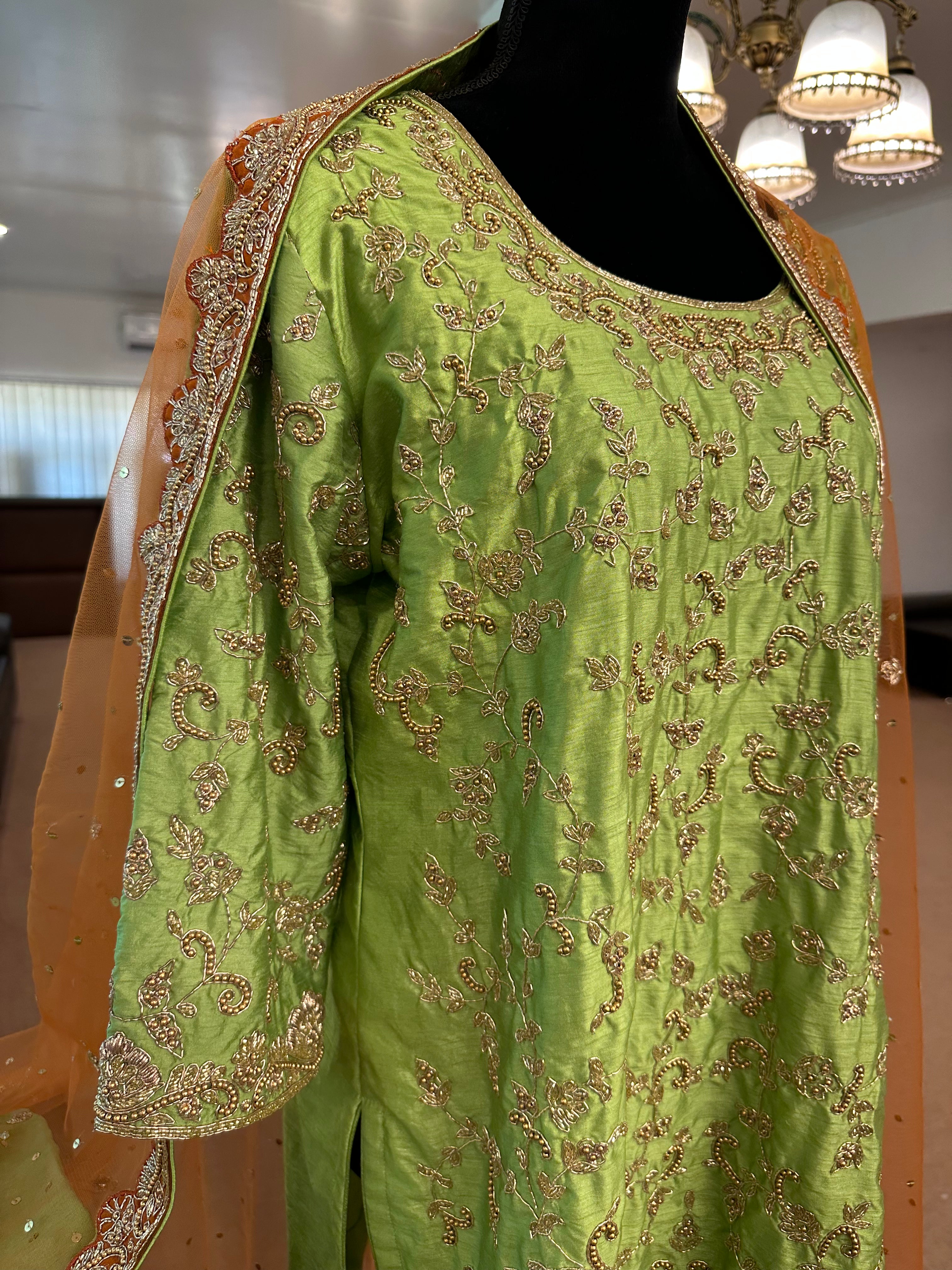 Handembroidered sharara dress