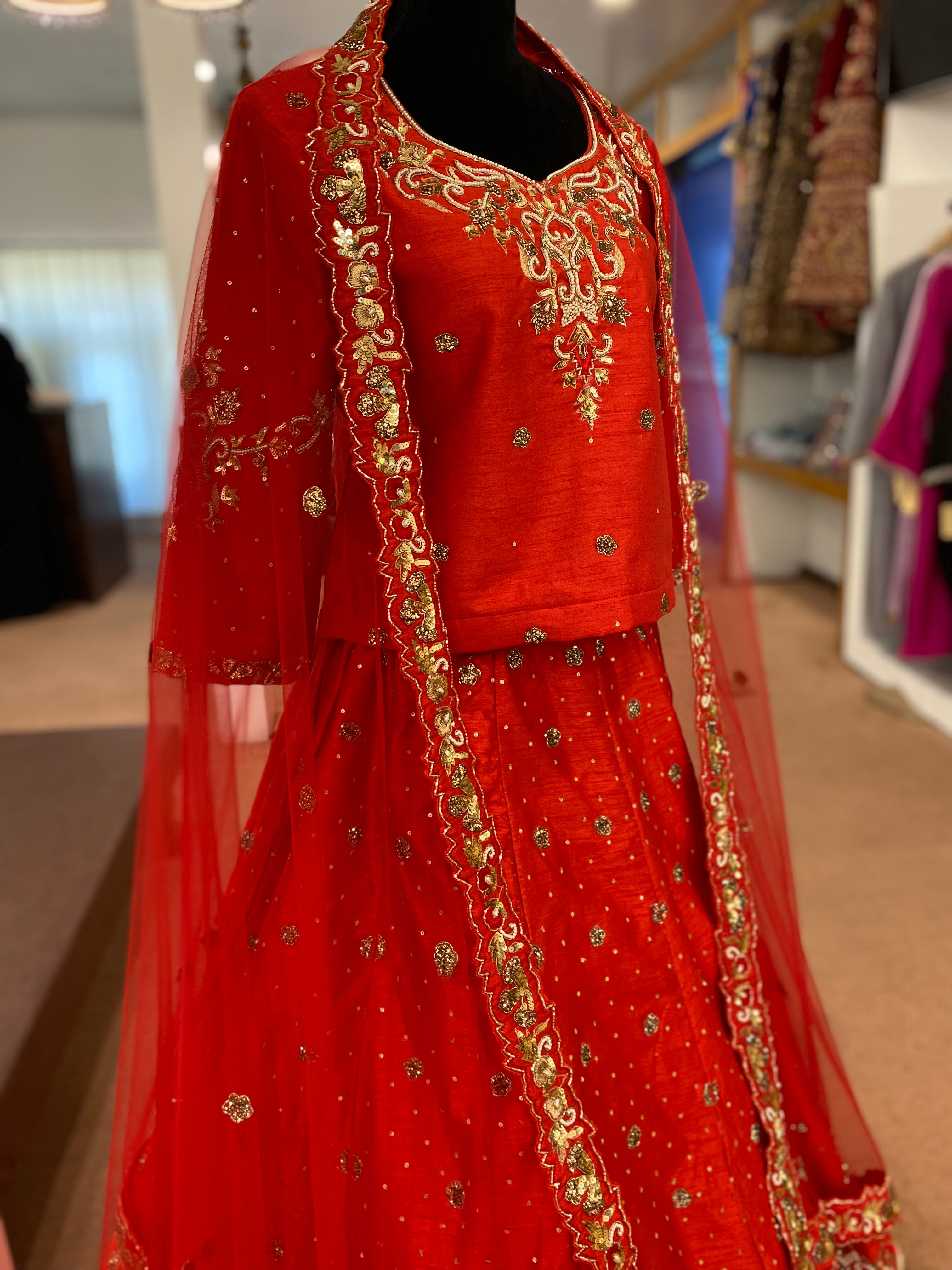 Hand embroidered Bridal lehanga