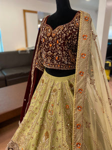 Hand embroidered Bridal lehanga with double duppata