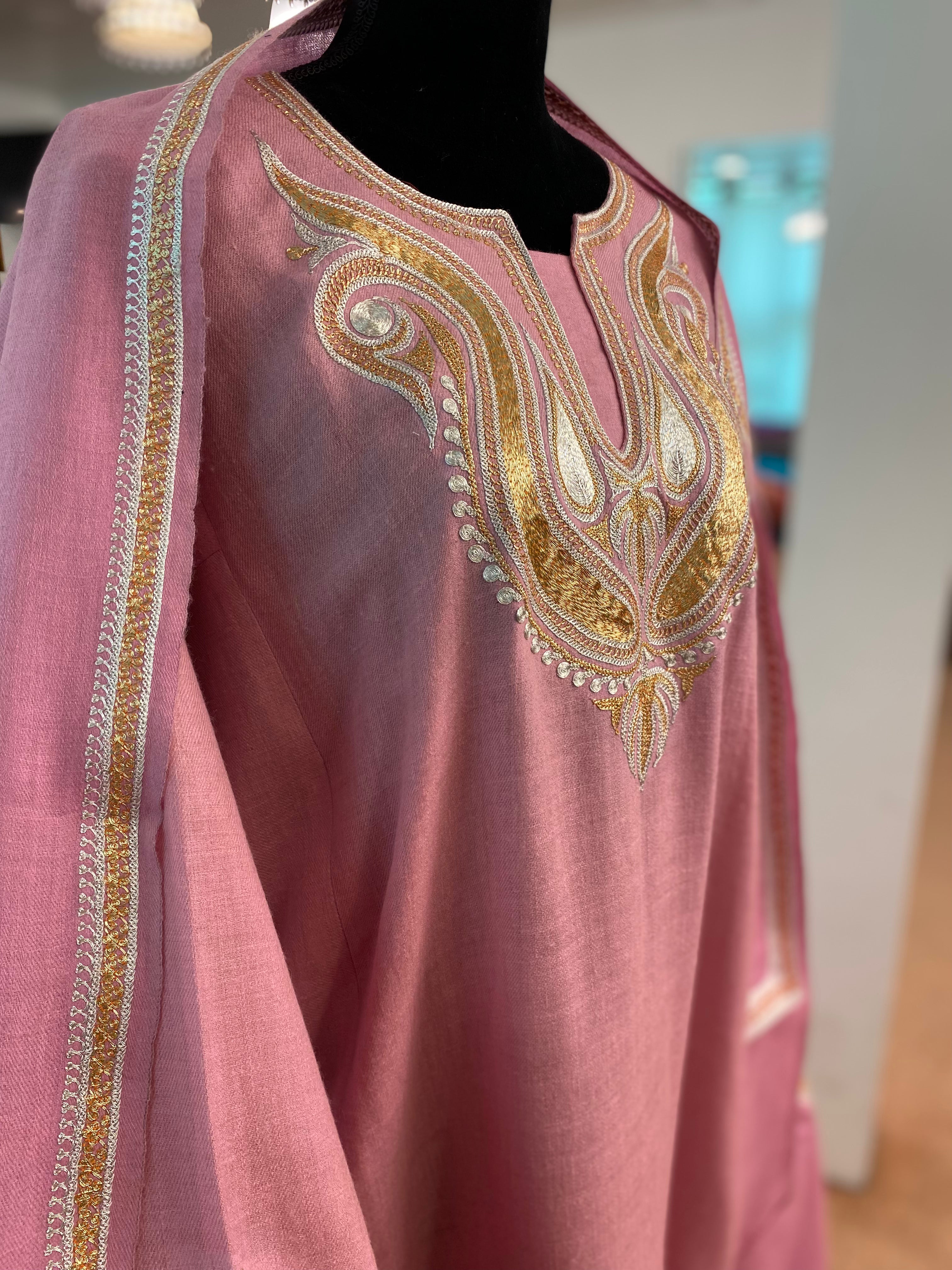 Pure pashmina blend pheran set 3pc Hand Tilla