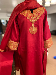 Pure silk Tilla kurta set 3pc stitched