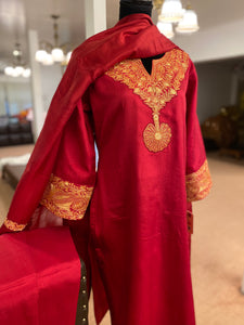Pure silk Tilla kurta set 3pc stitched