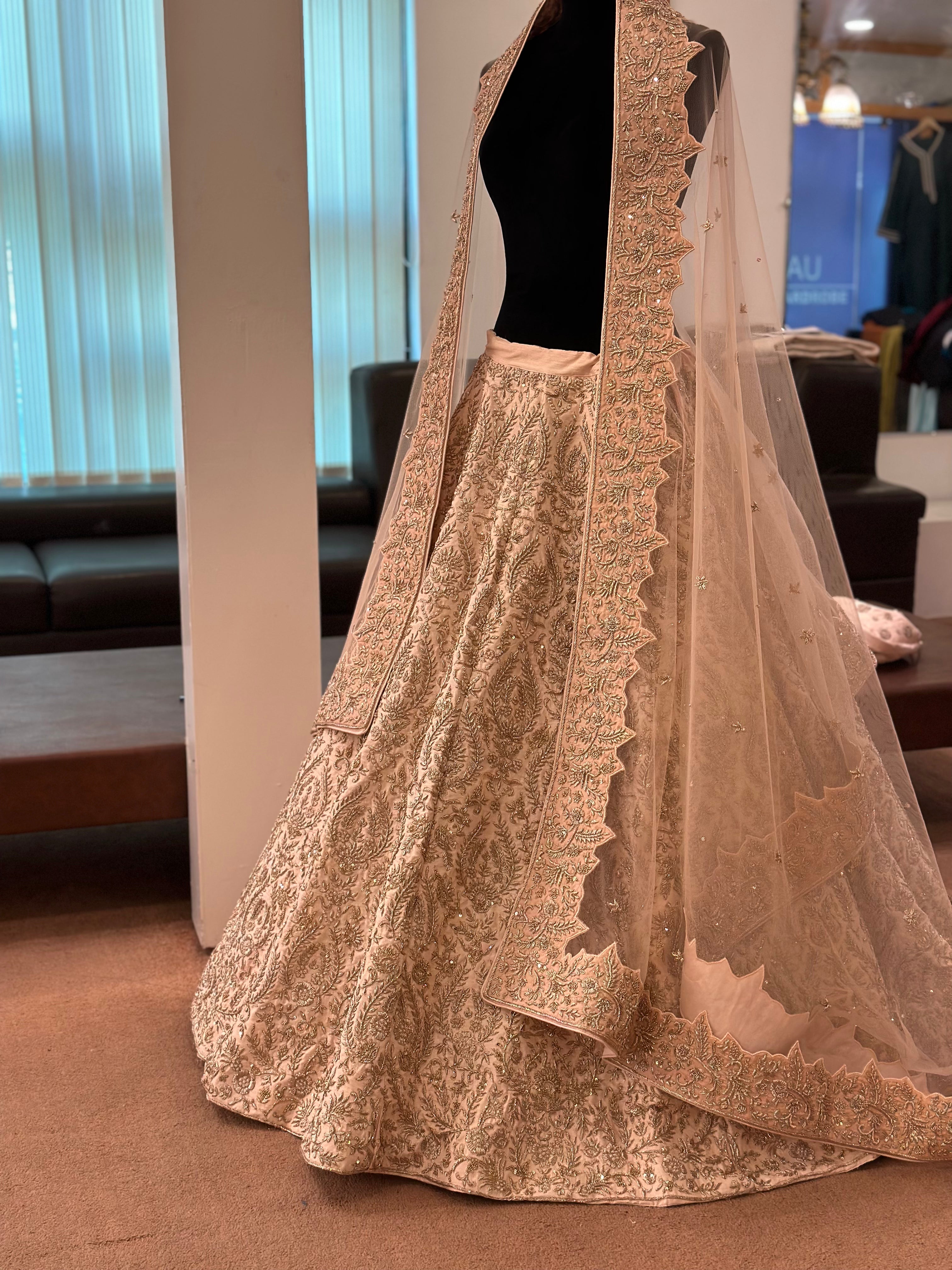 Hand embroidered bridal lehanga