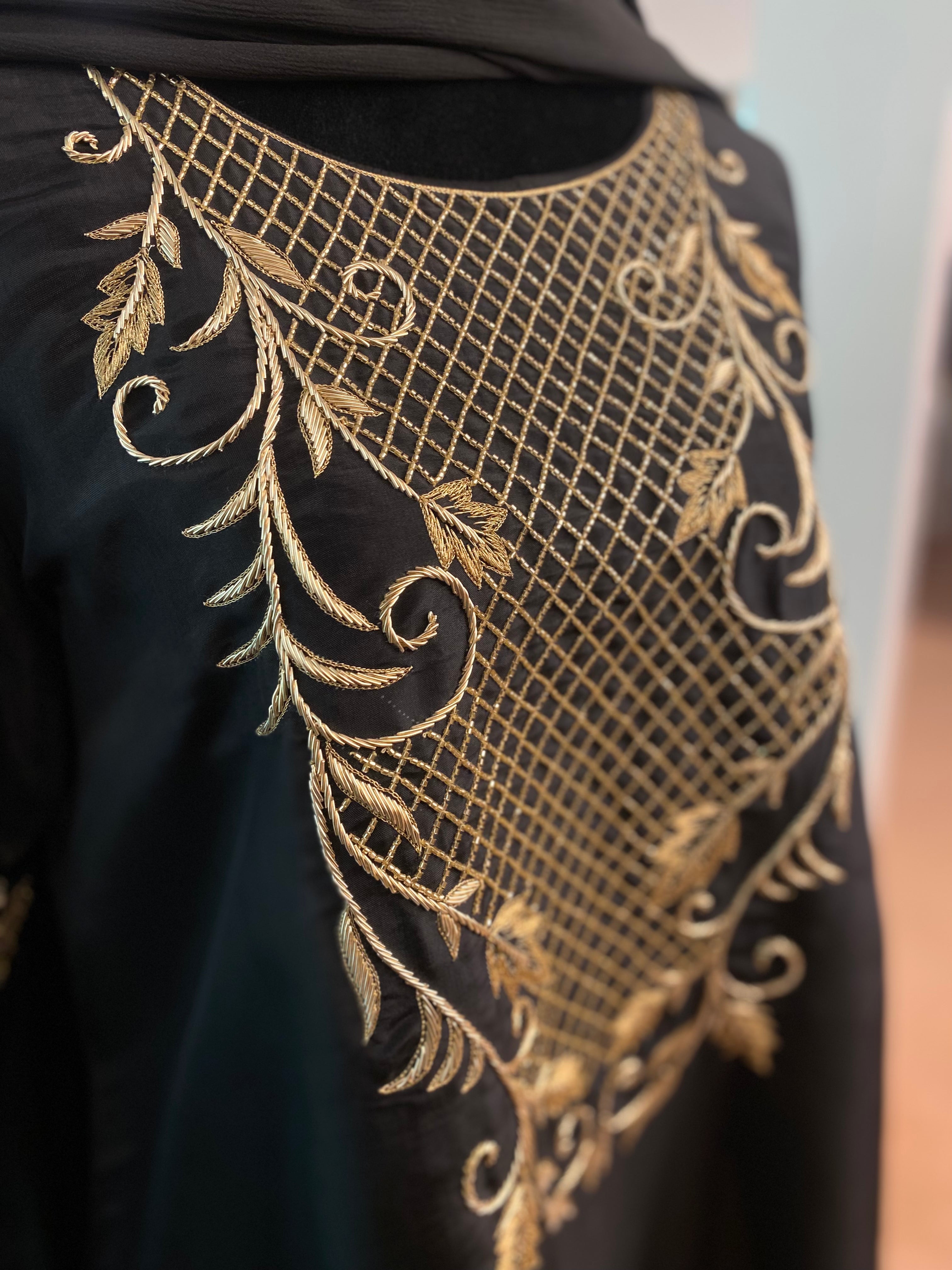 Hand embroidered black kurta set 3pc stitched pbks437