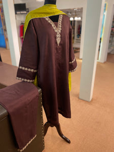 Pure silk Tilla kurta set 3pc stitched