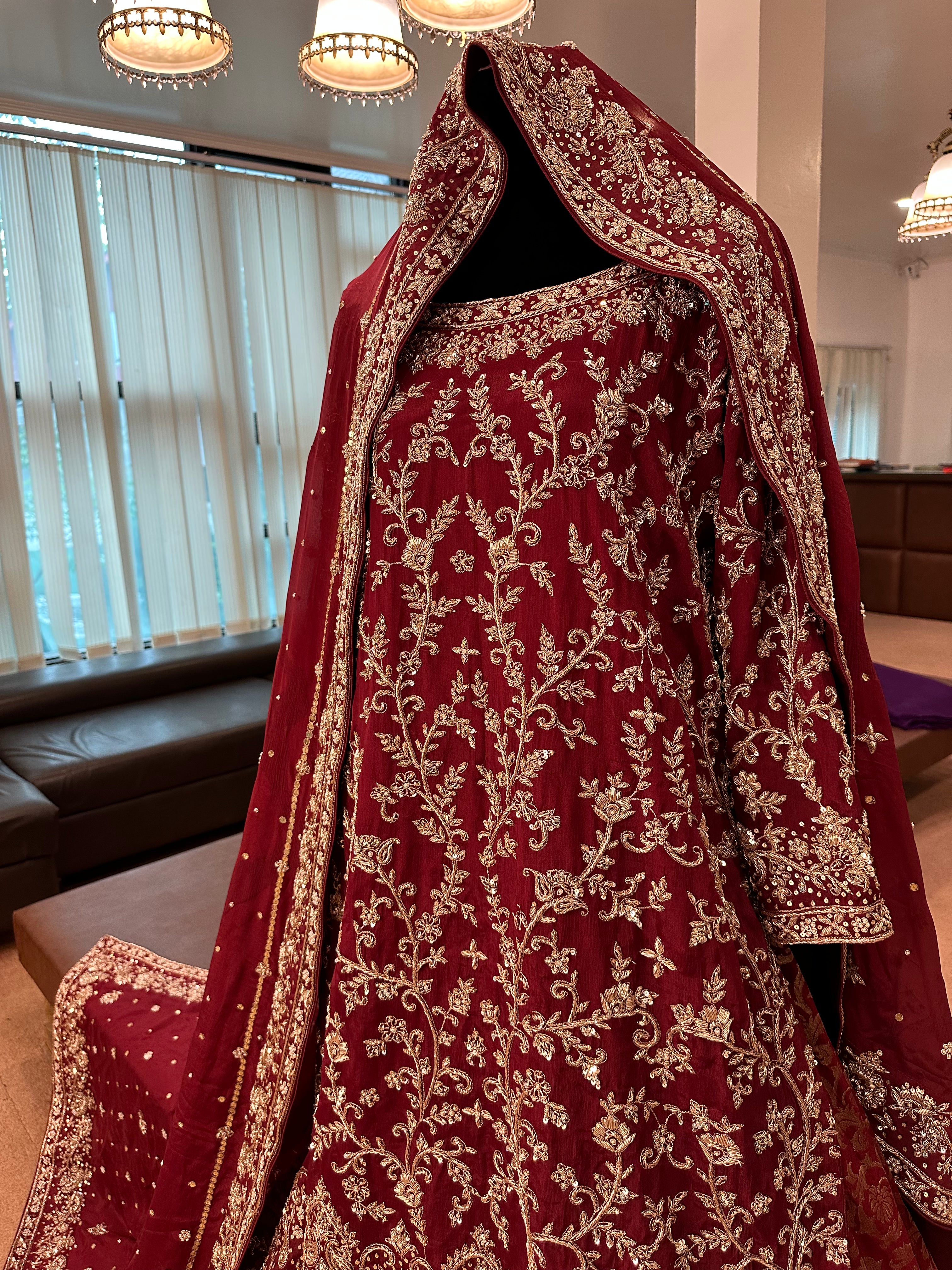 Maroon Bridal lehanga set