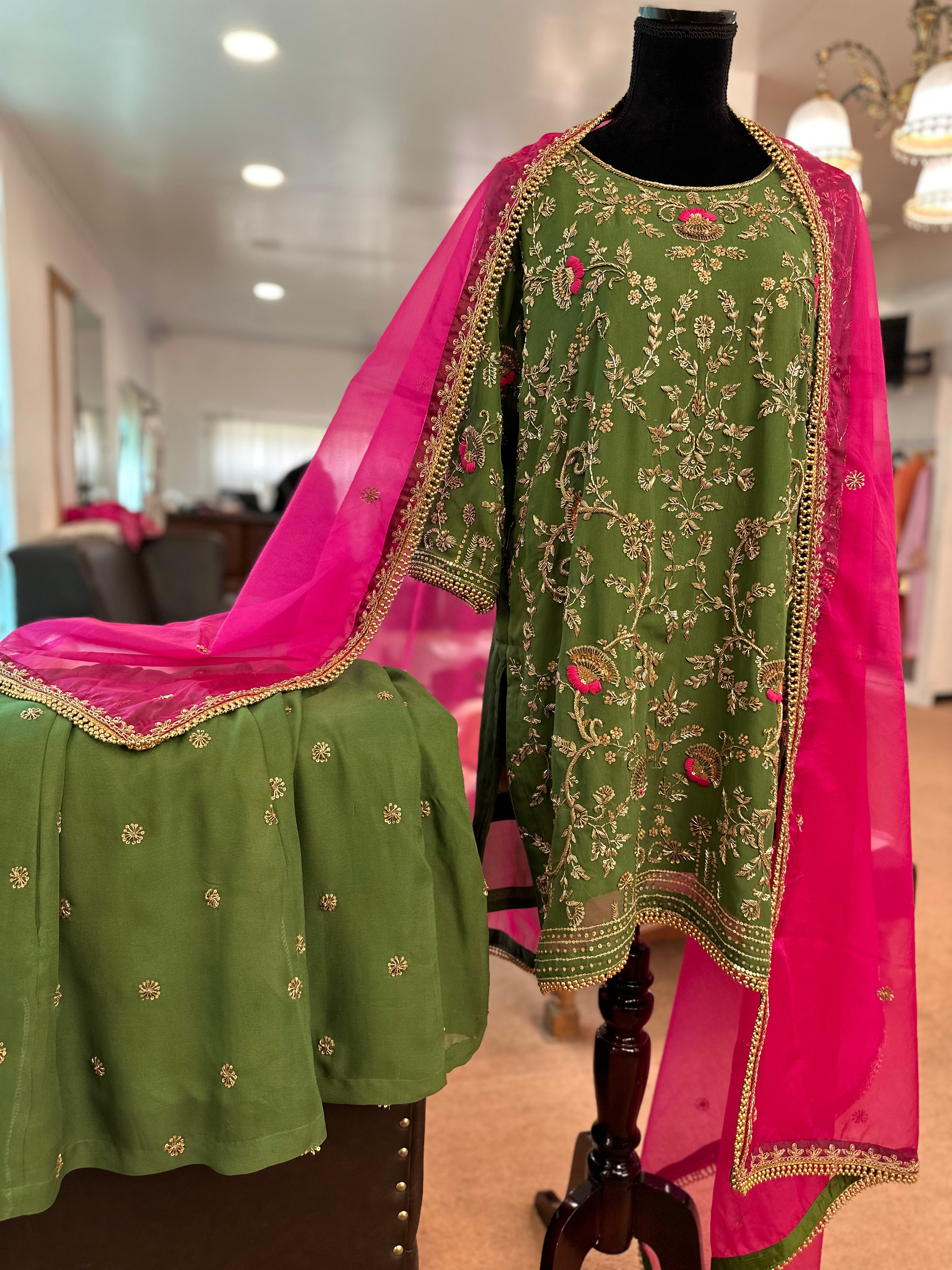 Handembroidered 3 piece dress