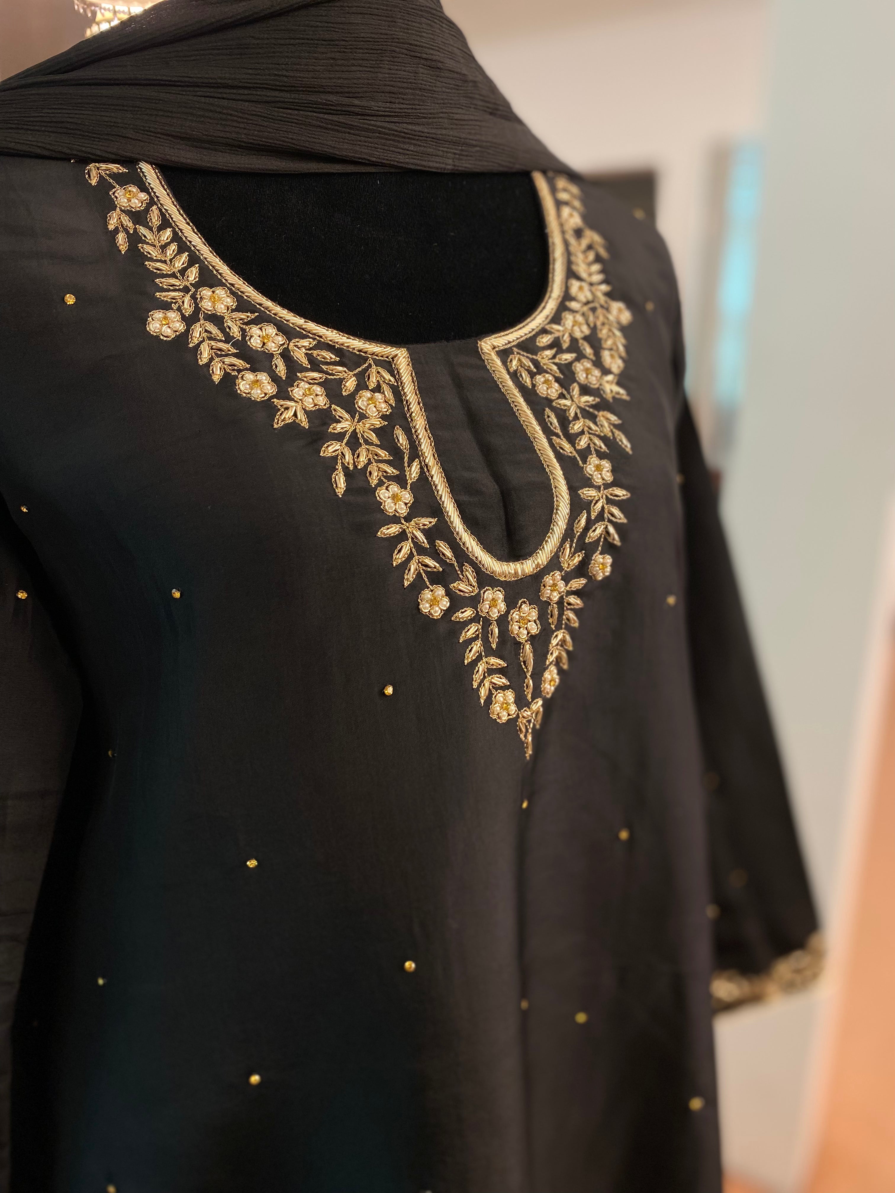 Hand embroidered kurta set 3pc stitched pbks441