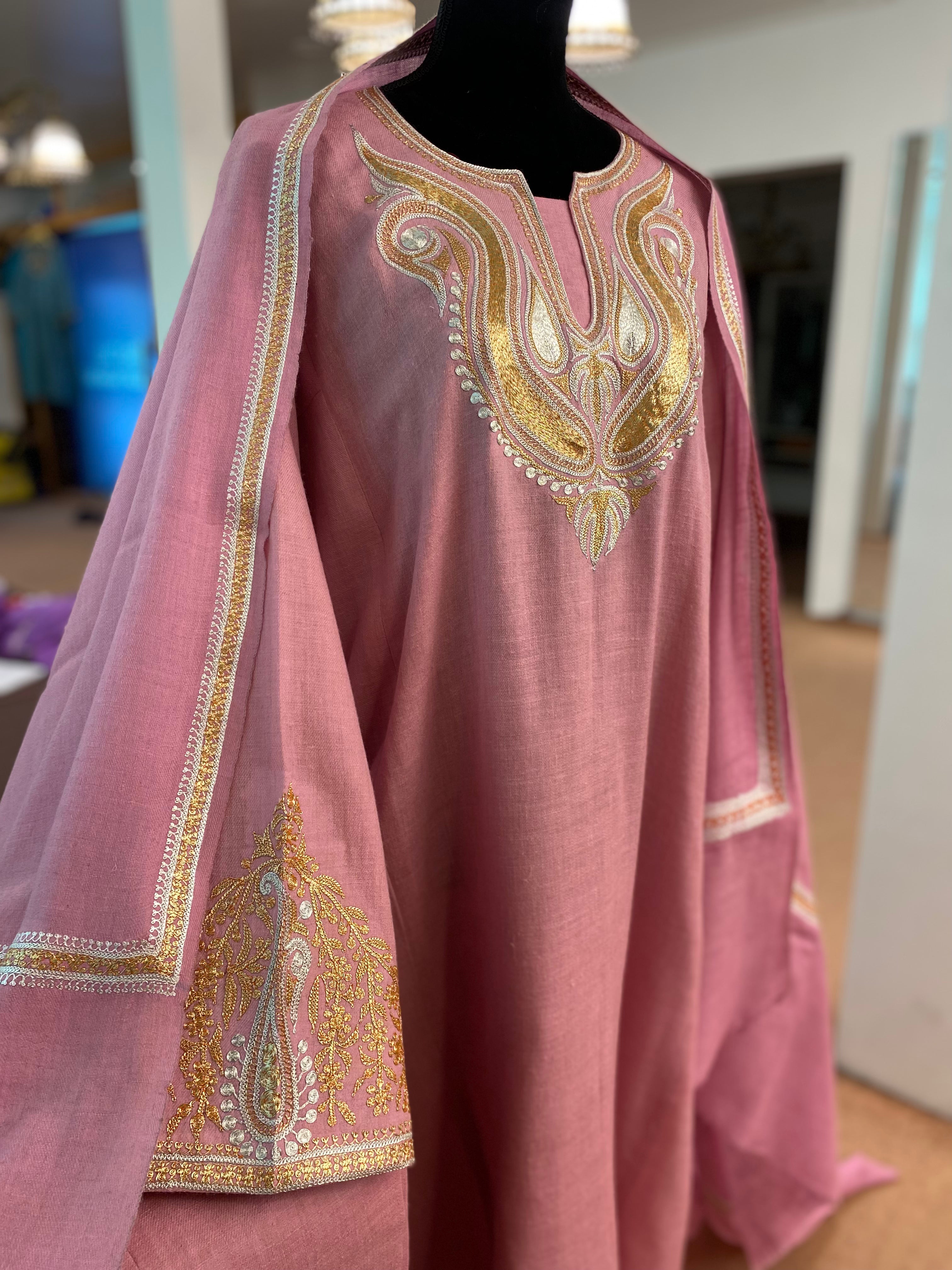 Pure pashmina blend pheran set 3pc Hand Tilla