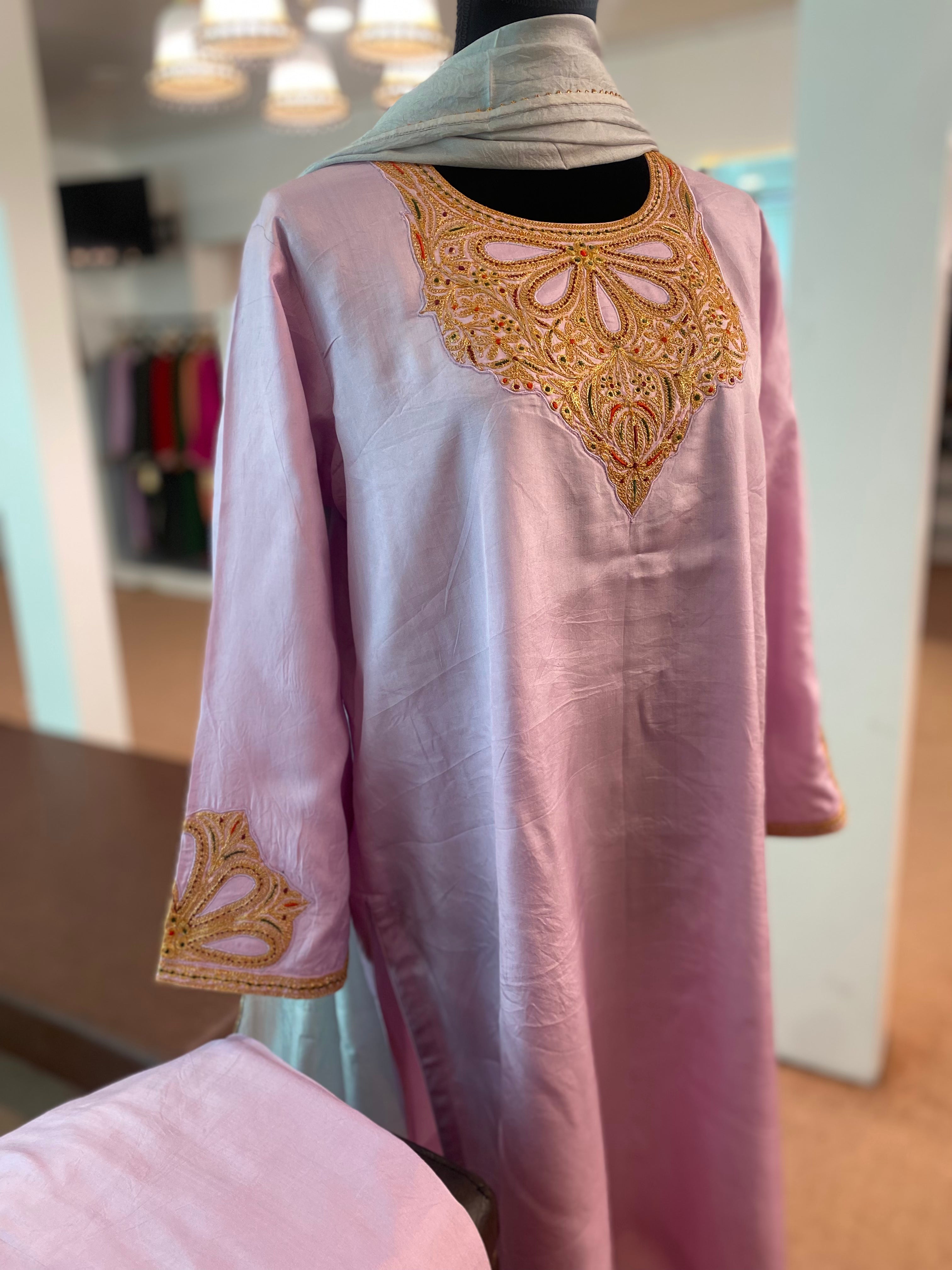 Pure silk kurta set 3pc stitched mtks425