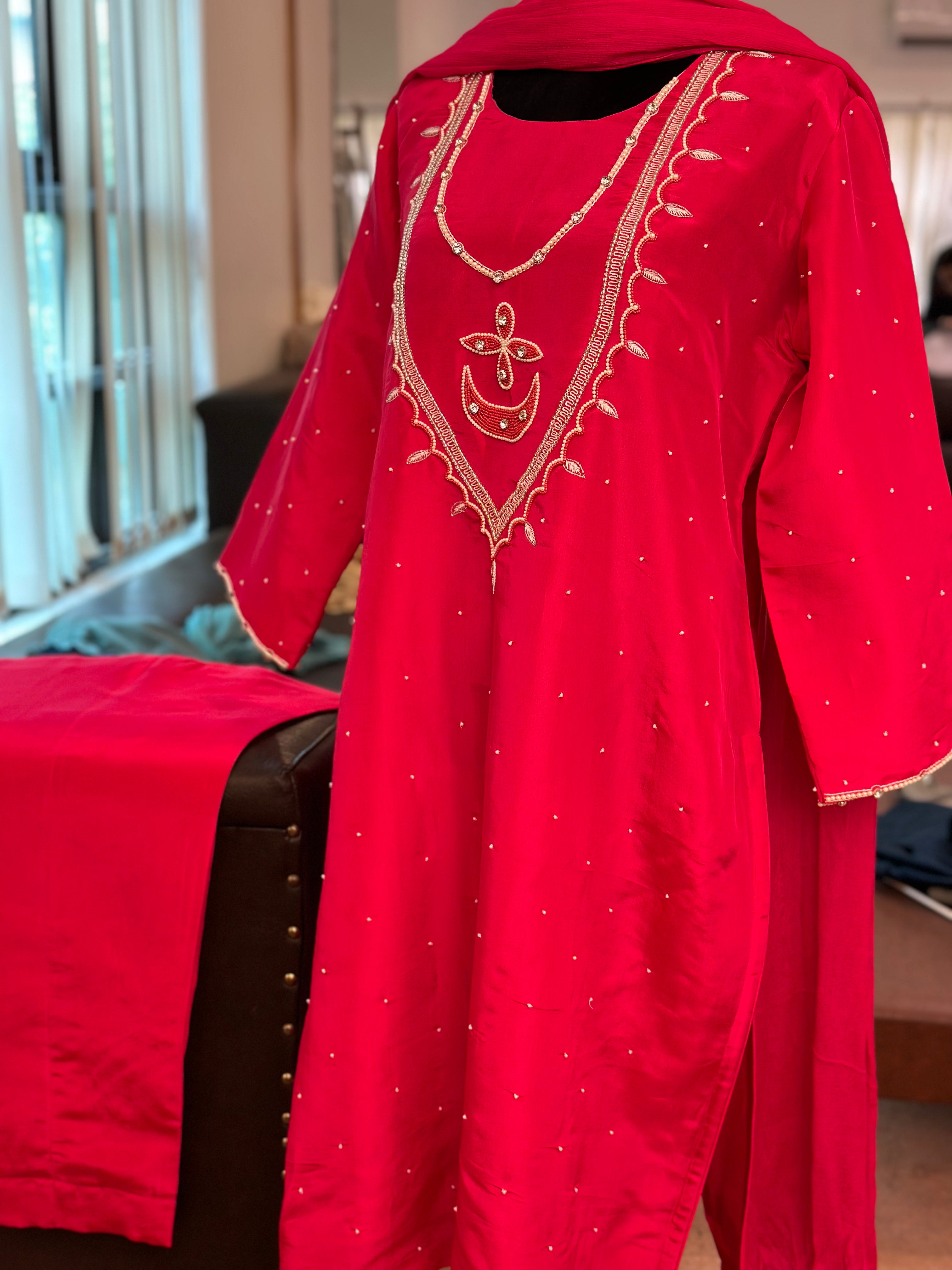 Hand embroidered suit 3pc stitched pbks412