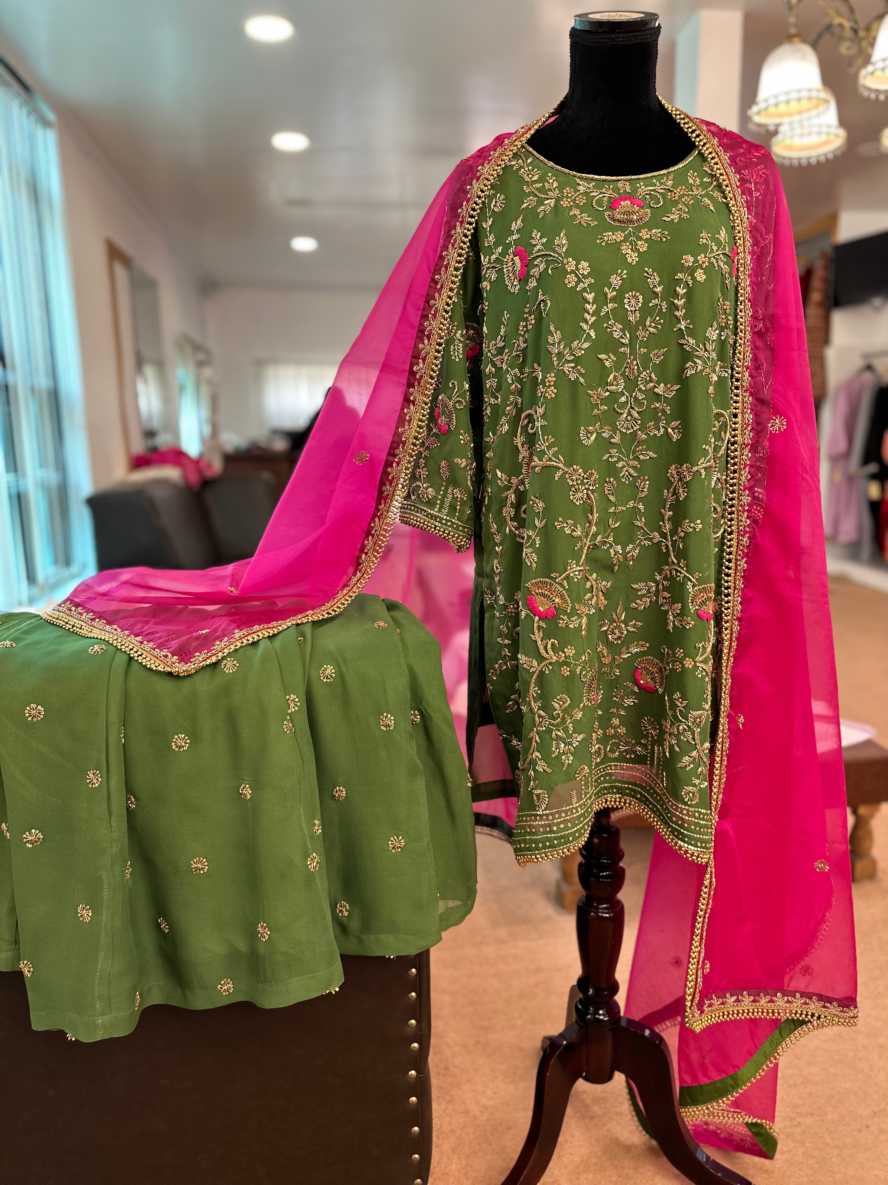 Handembroidered 3 piece dress