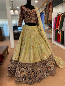 Hand embroidered Bridal lehanga with double duppata