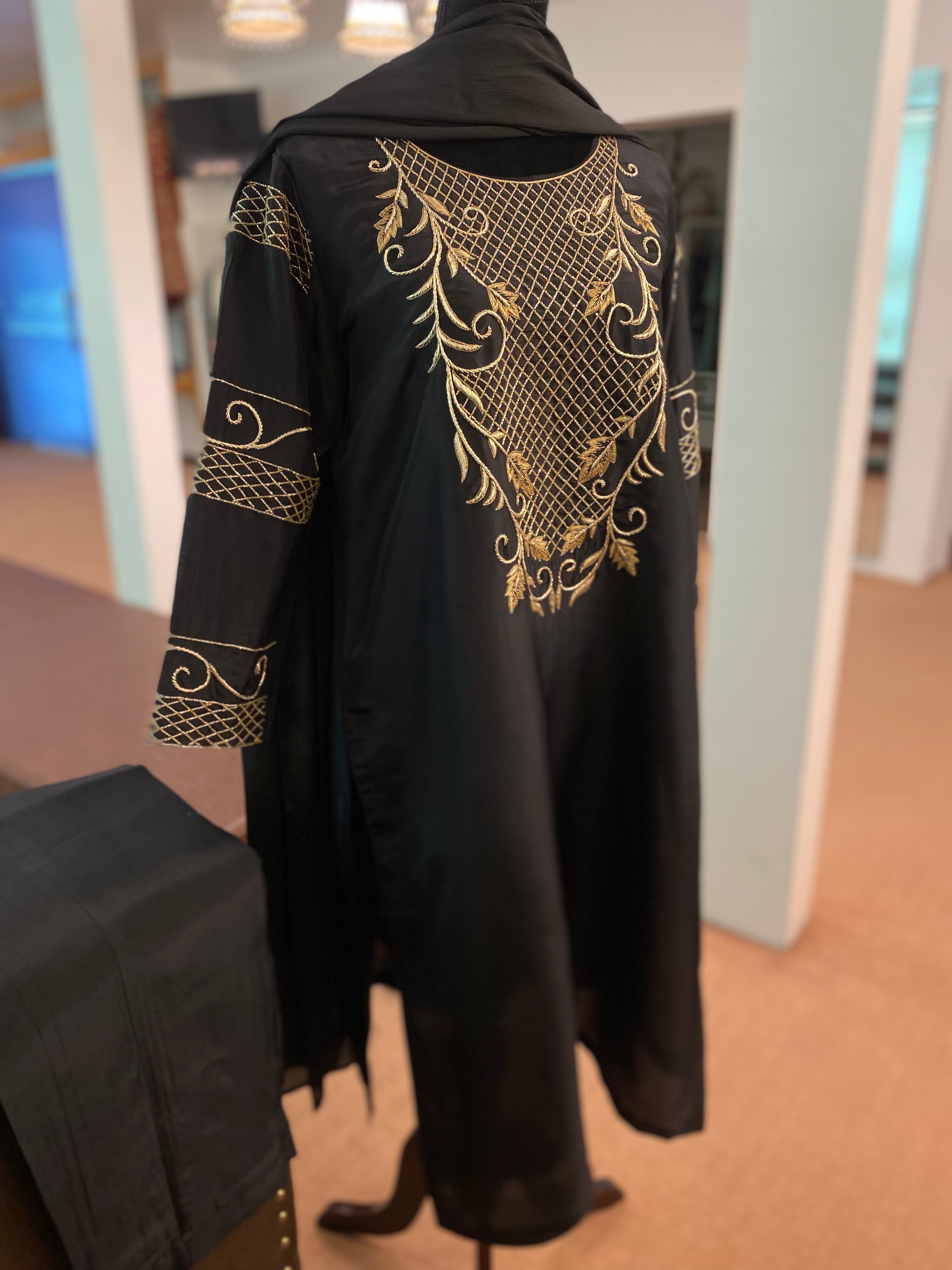 Hand embroidered black kurta set 3pc stitched pbks437