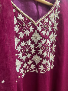Hand embroidered kurta set 3pc stitched