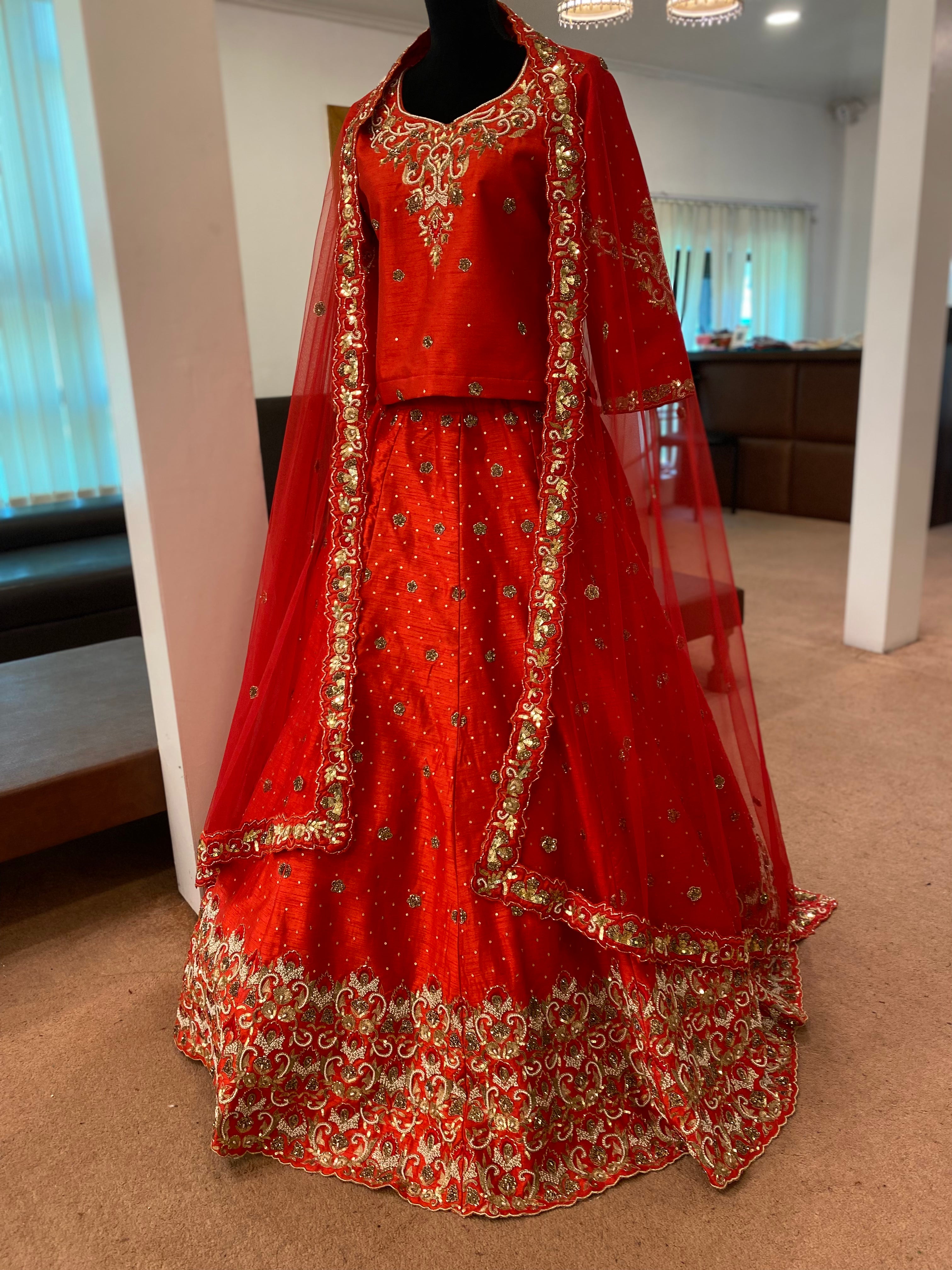 Hand embroidered Bridal lehanga