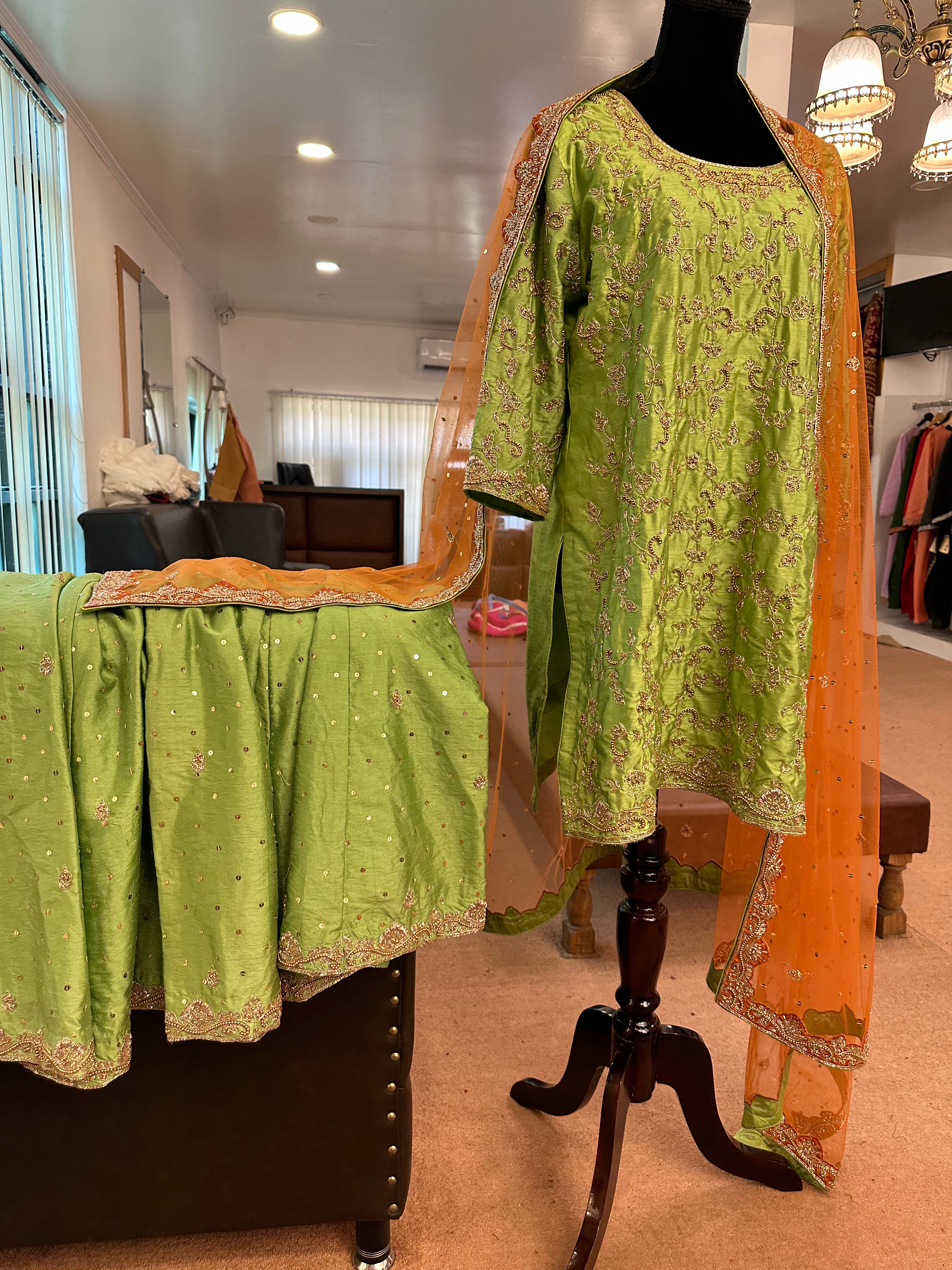 Handembroidered sharara dress