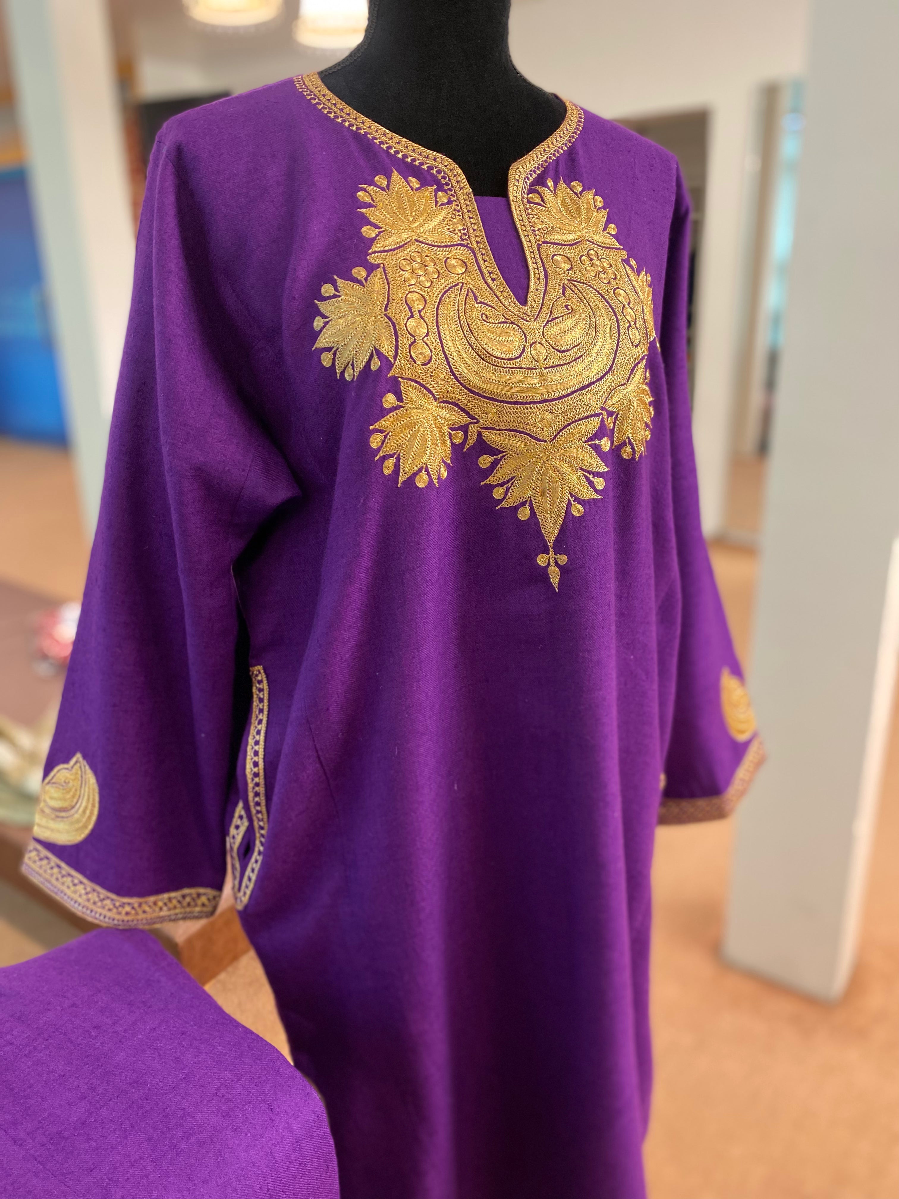 Pure pashmina blend hand tilla pheran set 3pc stitched