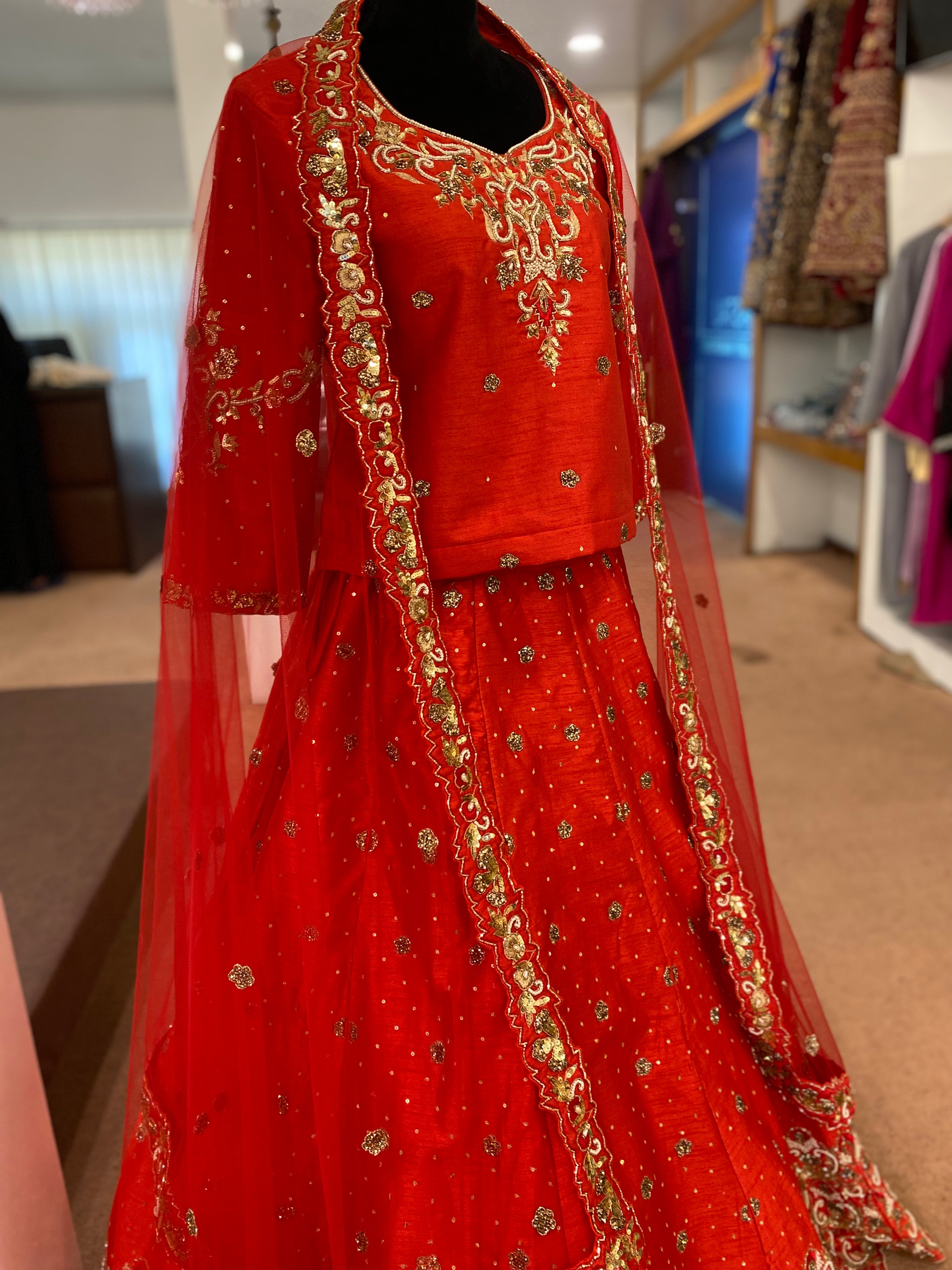 Hand embroidered Bridal lehanga
