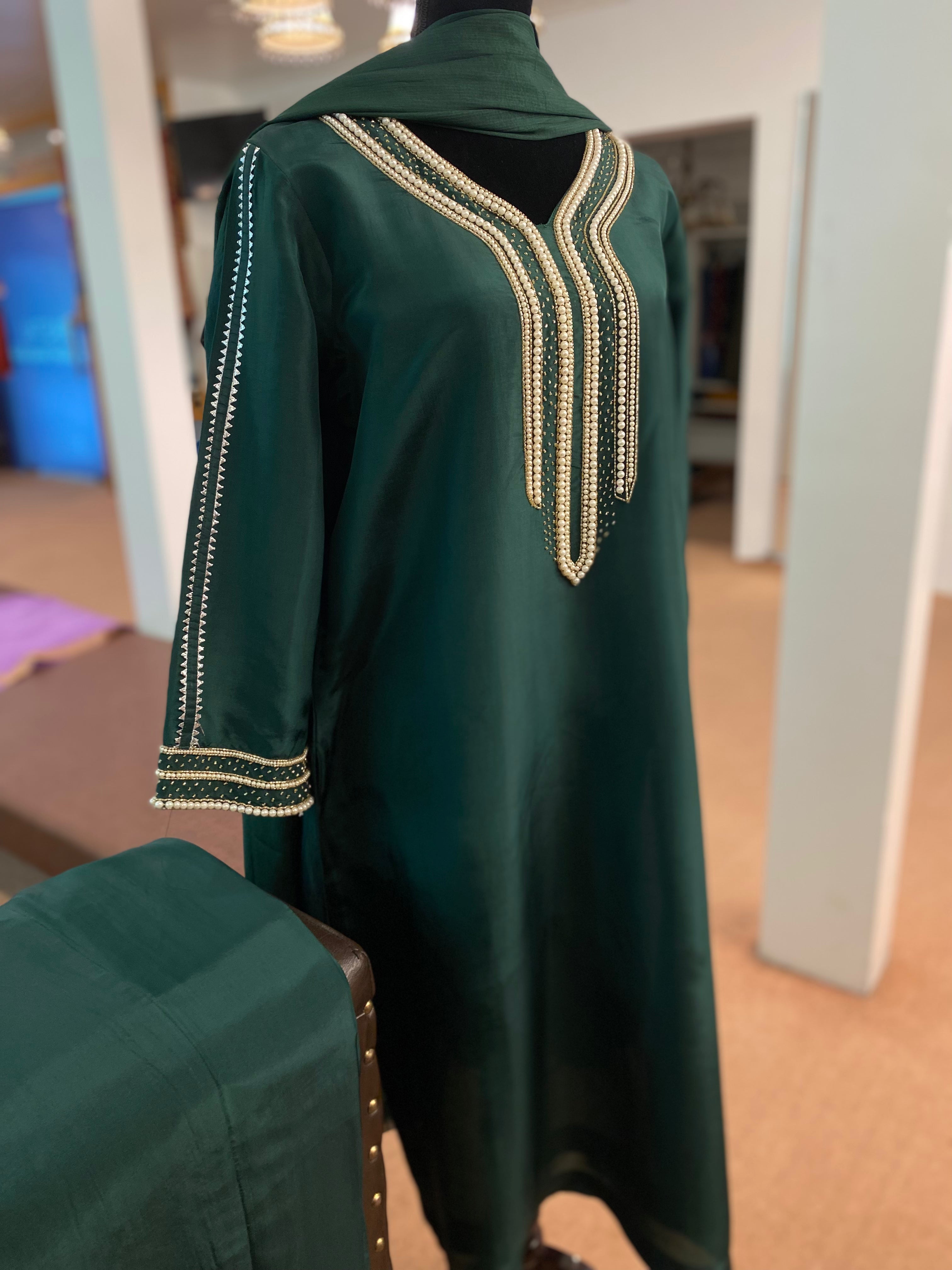 Hand embroidered kurta set 3pc stitched pbks495