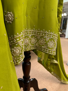 Handembroidered sharara mehndi dress