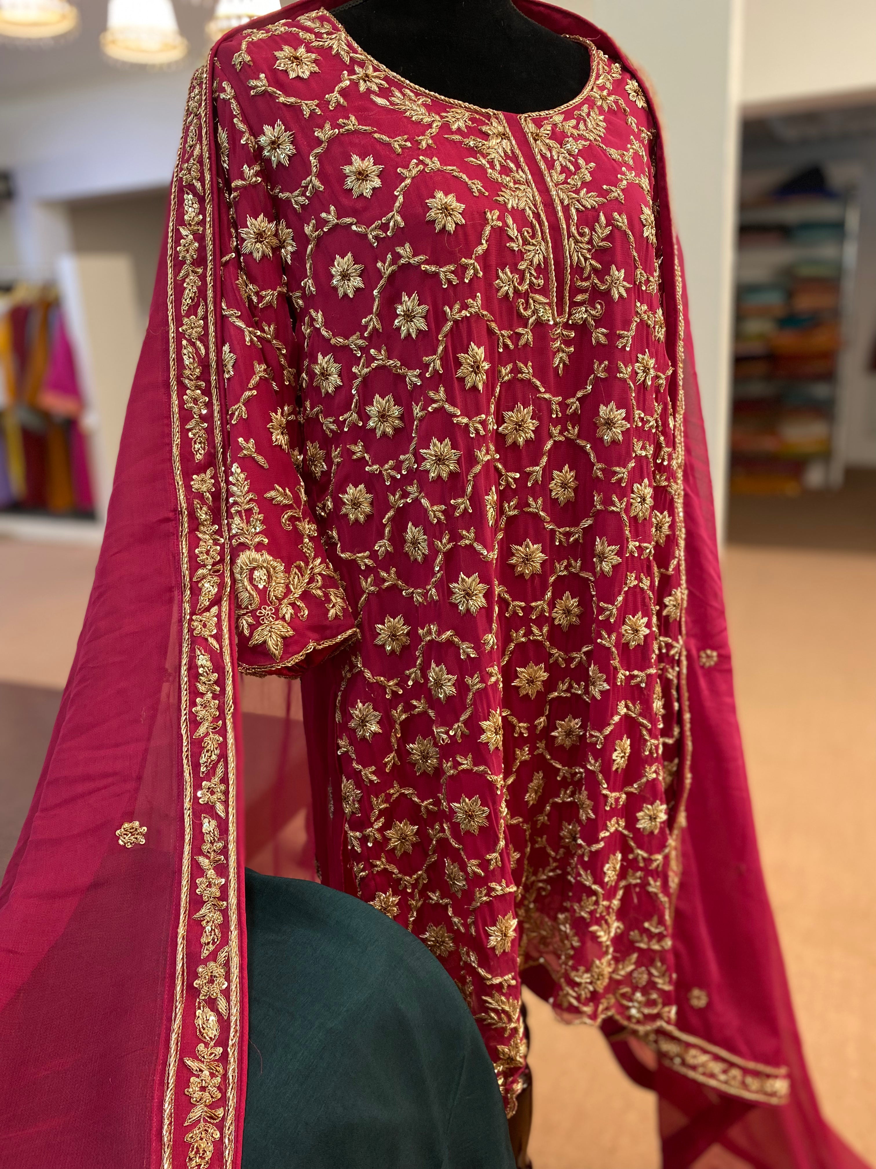 Hand embroidered kali sharara dress