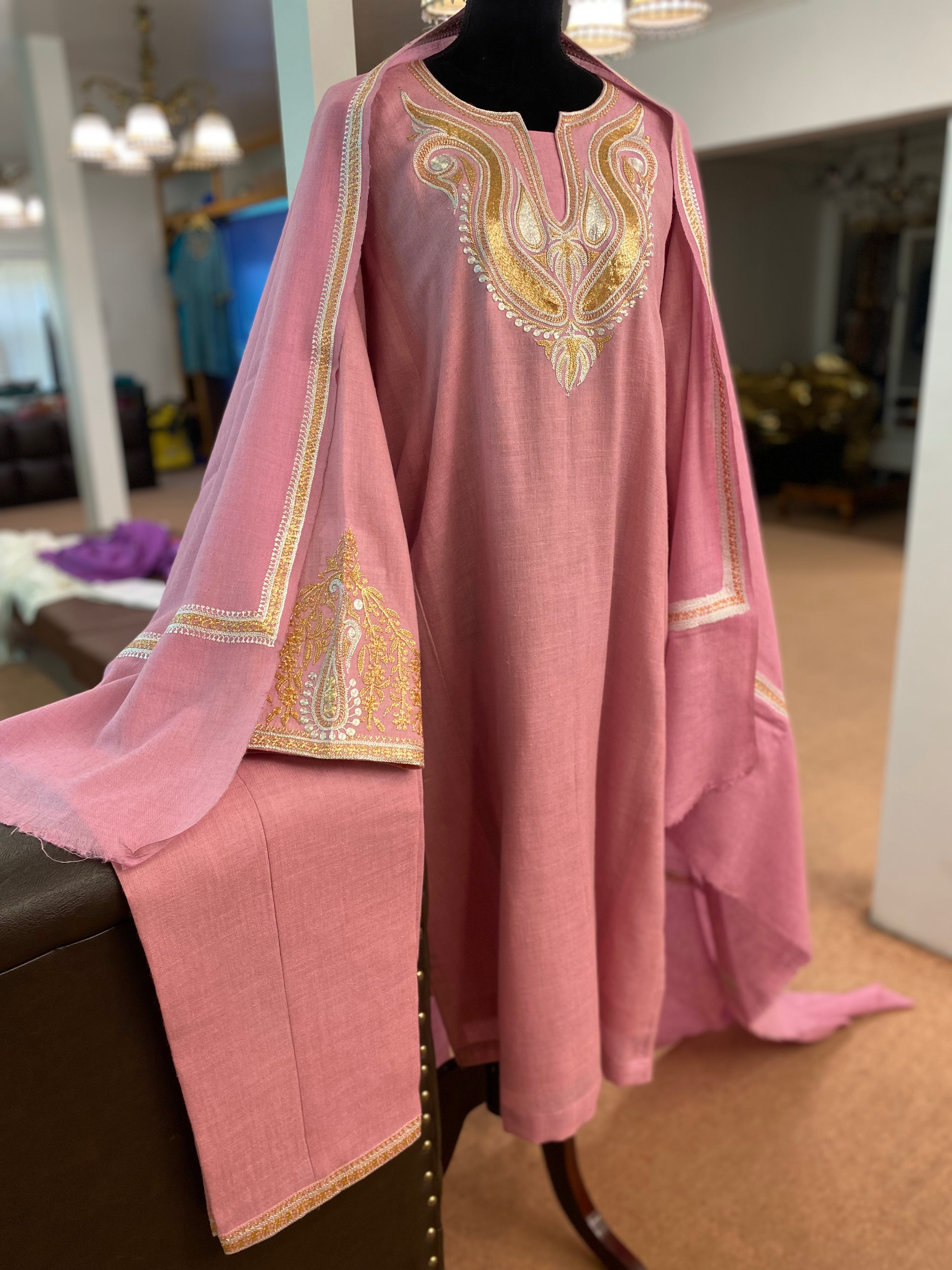 Pure pashmina blend pheran set 3pc Hand Tilla