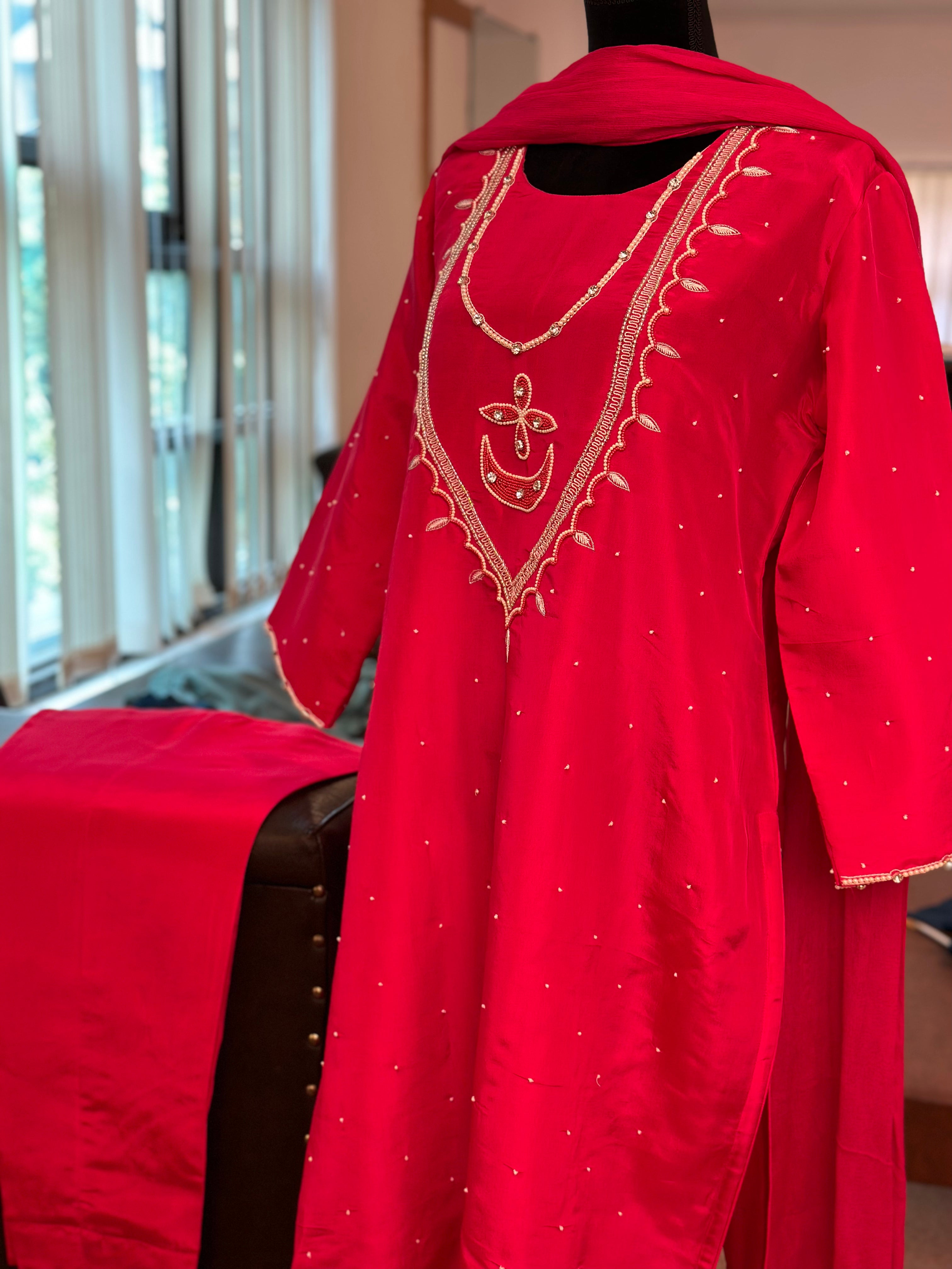 Hand embroidered suit 3pc stitched pbks412