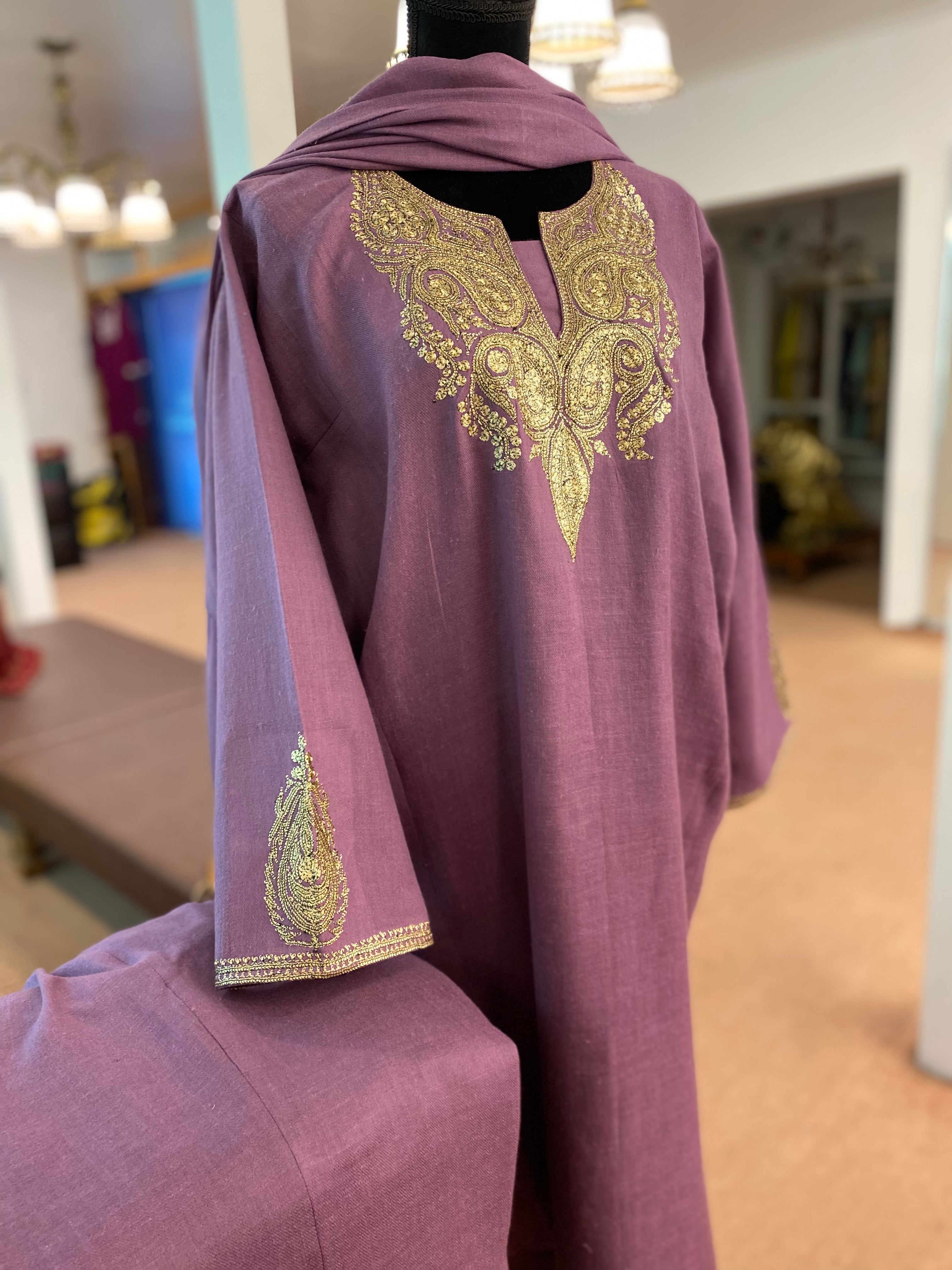 Pure pashmina blend hand tilla 3pc stitched