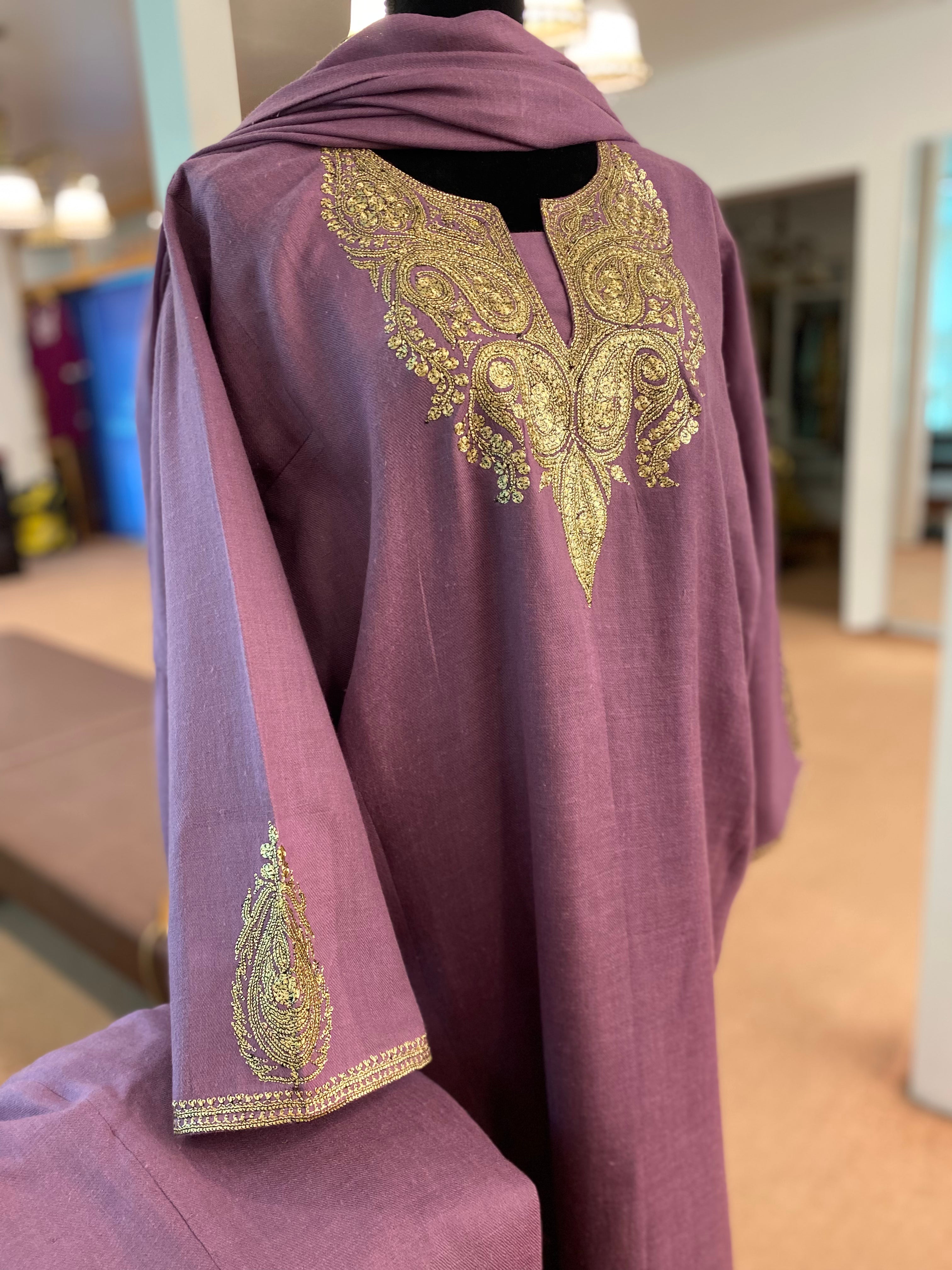 Pure pashmina blend hand tilla 3pc stitched