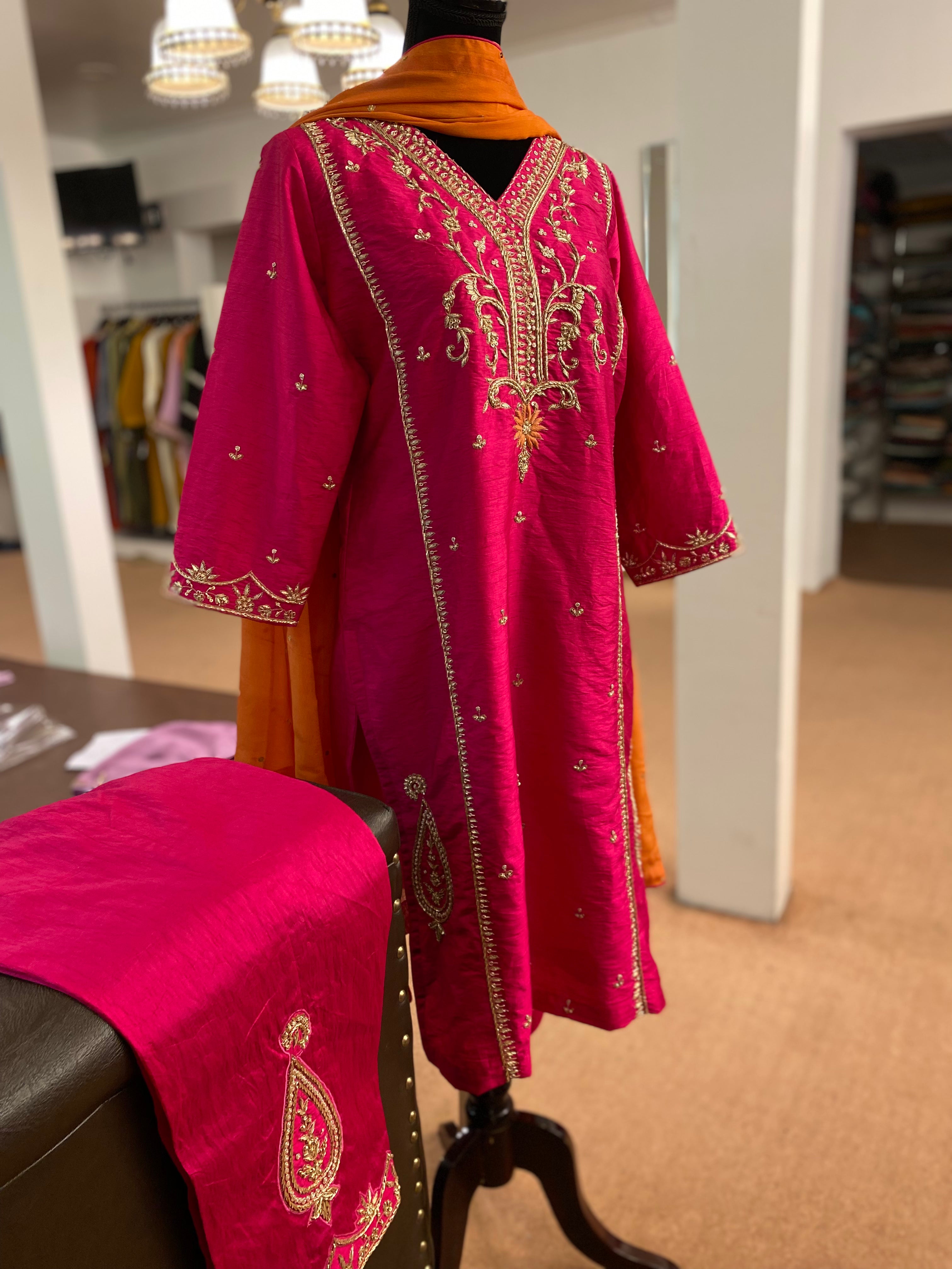 Hand embroidered dress 3pc stitched