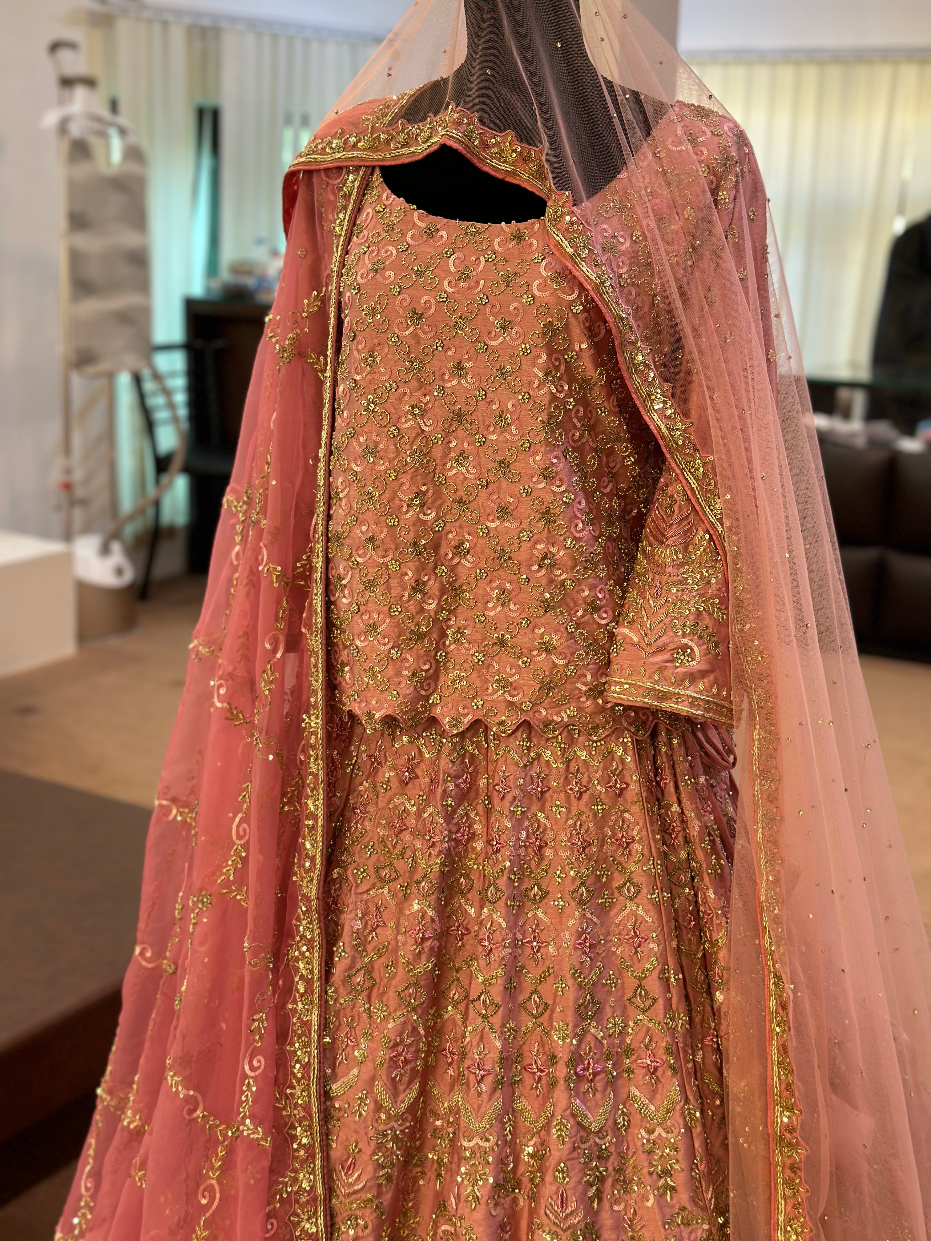 Hand embroidered Bridal lehnaga