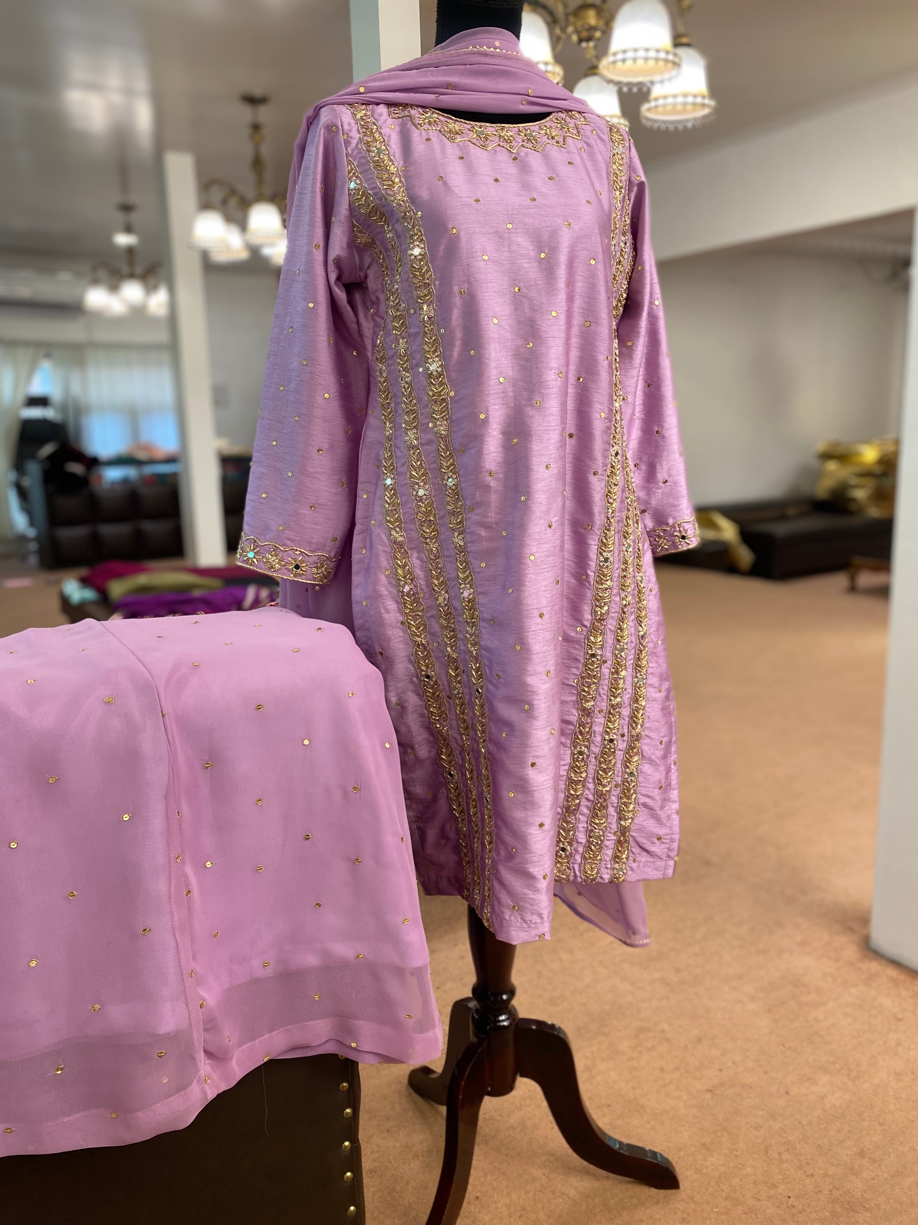 Hand embroidered sharara dress