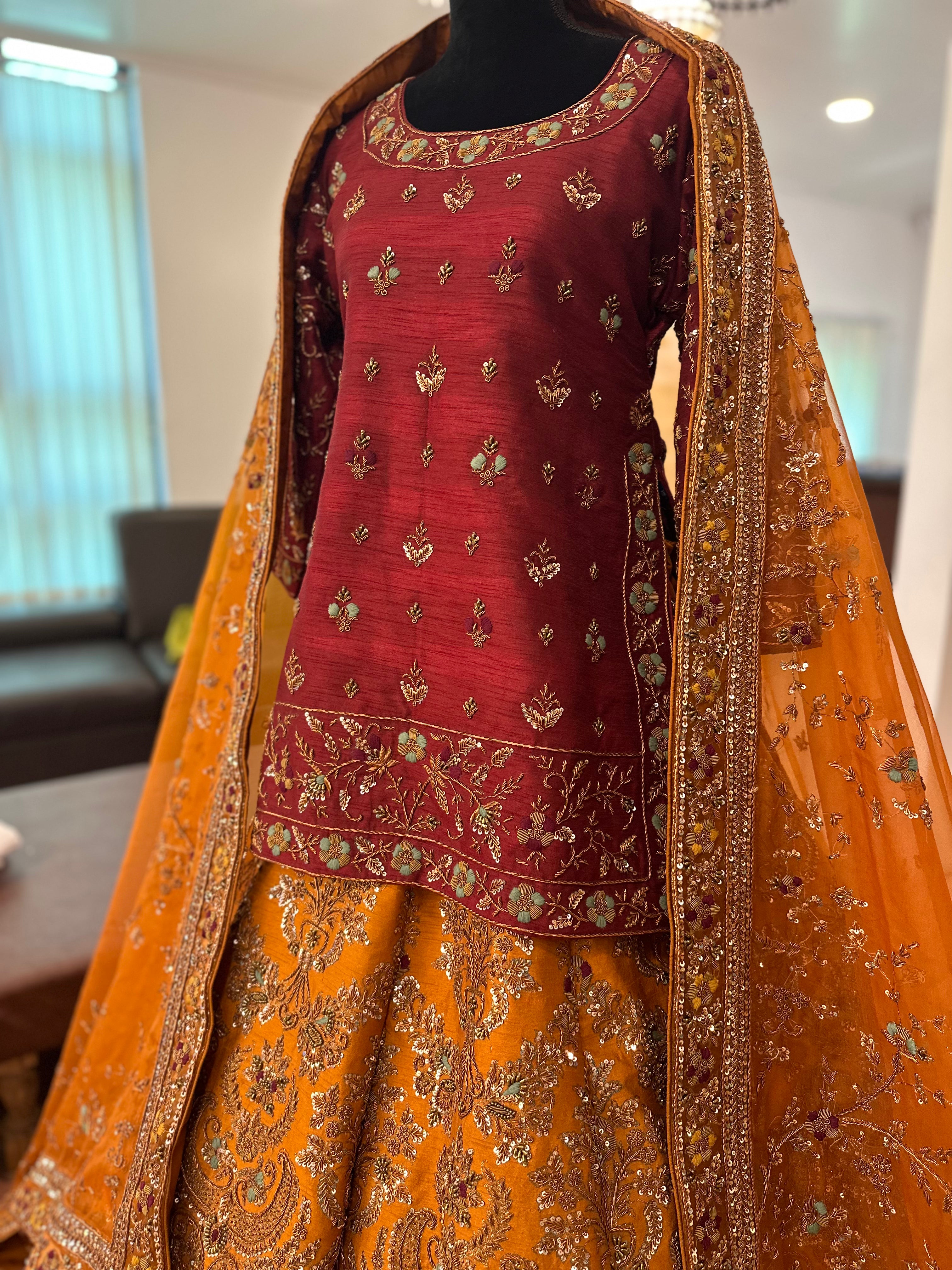Hand embroidered bridal lehanga