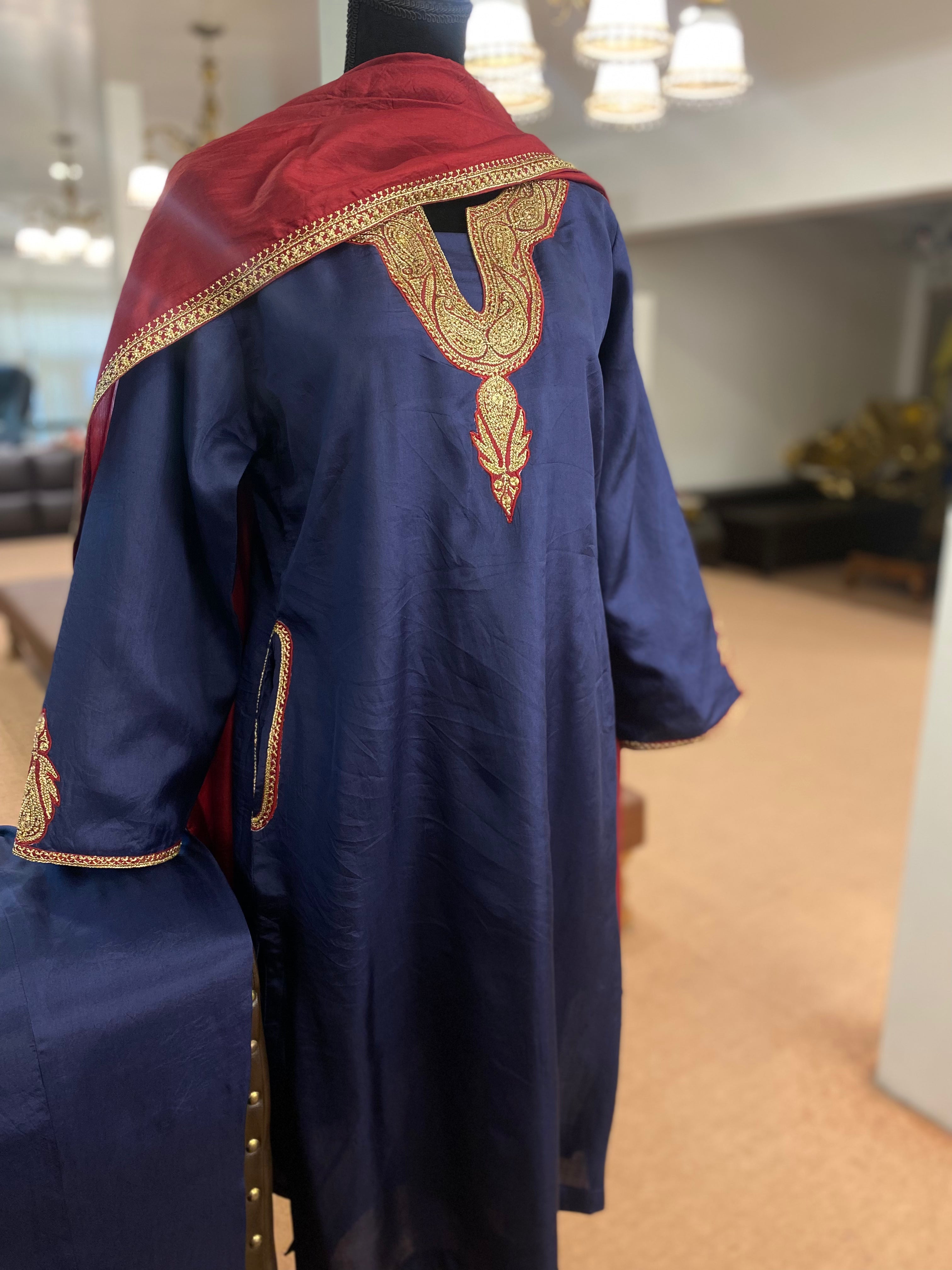 Pure silk hand Tilla kurta set 3pc stitched