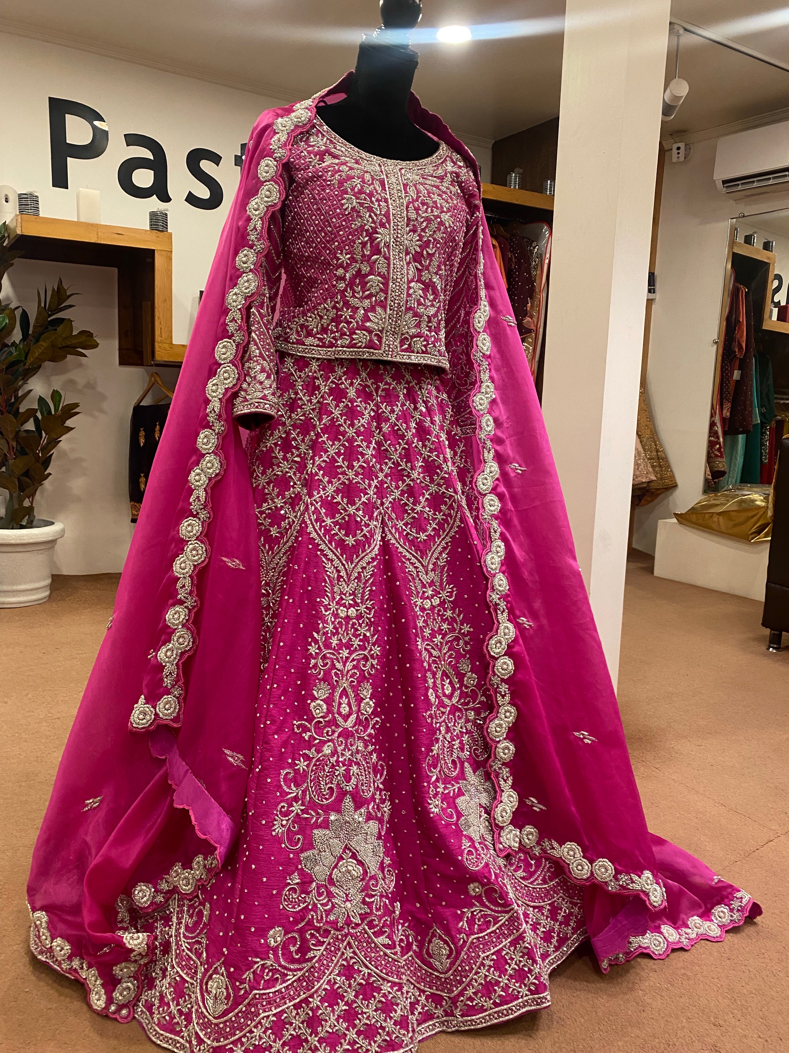 Handembroidered pink lehanga