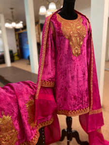 Machine tilla velvet sharara dress 3pc stitched
